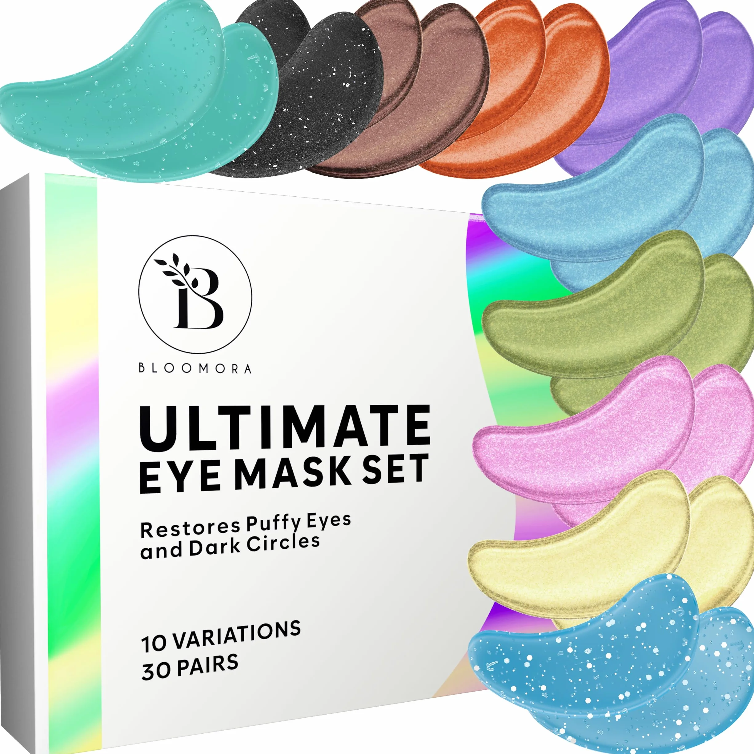 BLOOMORA Patch Occhi (30 paia, Mix Varietà), Maschera Occhi per Un'idratazione Profonda, Patch Occhiaie e Borse, Eye Mask per l'idratazione