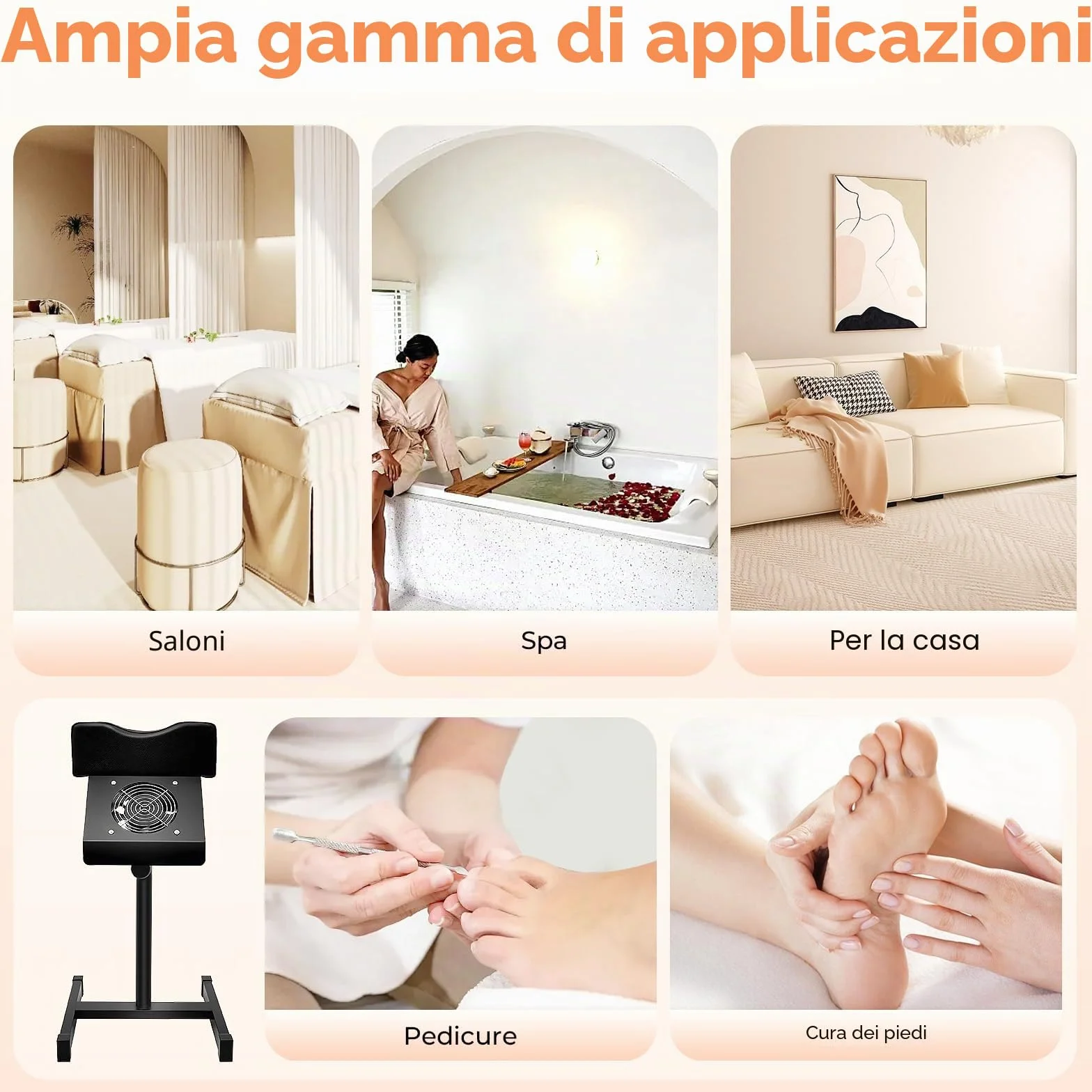 Poggia Piede Pedicure 2 in 1 Poggiapiedi Pedicure Manicure con Catturapolvere Portatile Sgabello per pedicure Sgabello Regolabile 48-68 cm Per La Cura Dei Piedi, Regolabile in Altezza