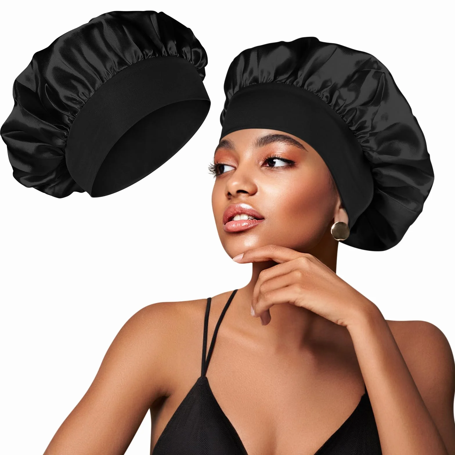 YLK Berretto di Seta, Cuffia Seta Capelli Ricci, Involucro di Seta per Capelli per Dormire, Berretto da Notte Raso per Donna Ragazza