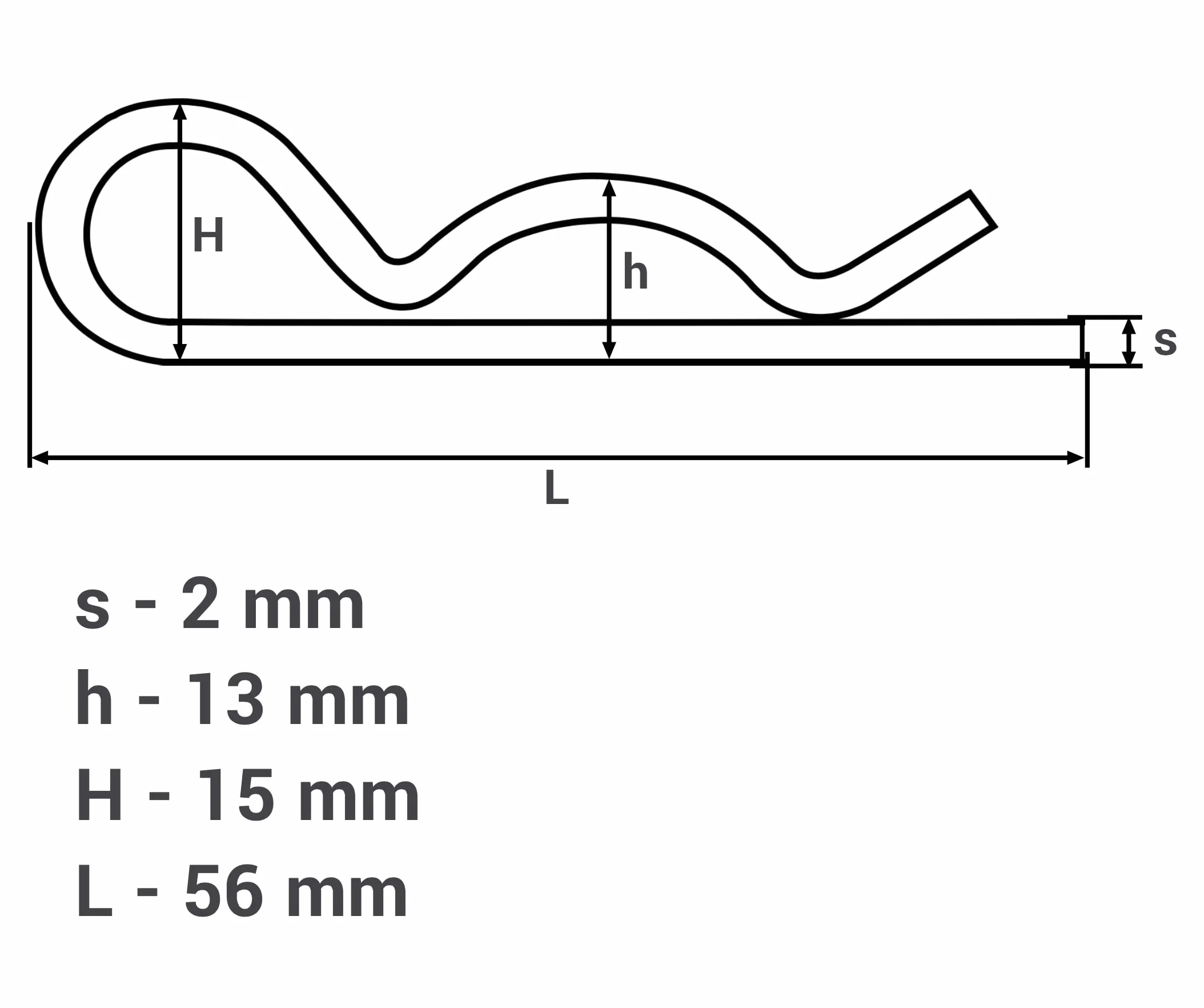 Coppiglie a molla in acciaio zincato 2 mm, clip a R, SKIR'CO 2 pezzi
