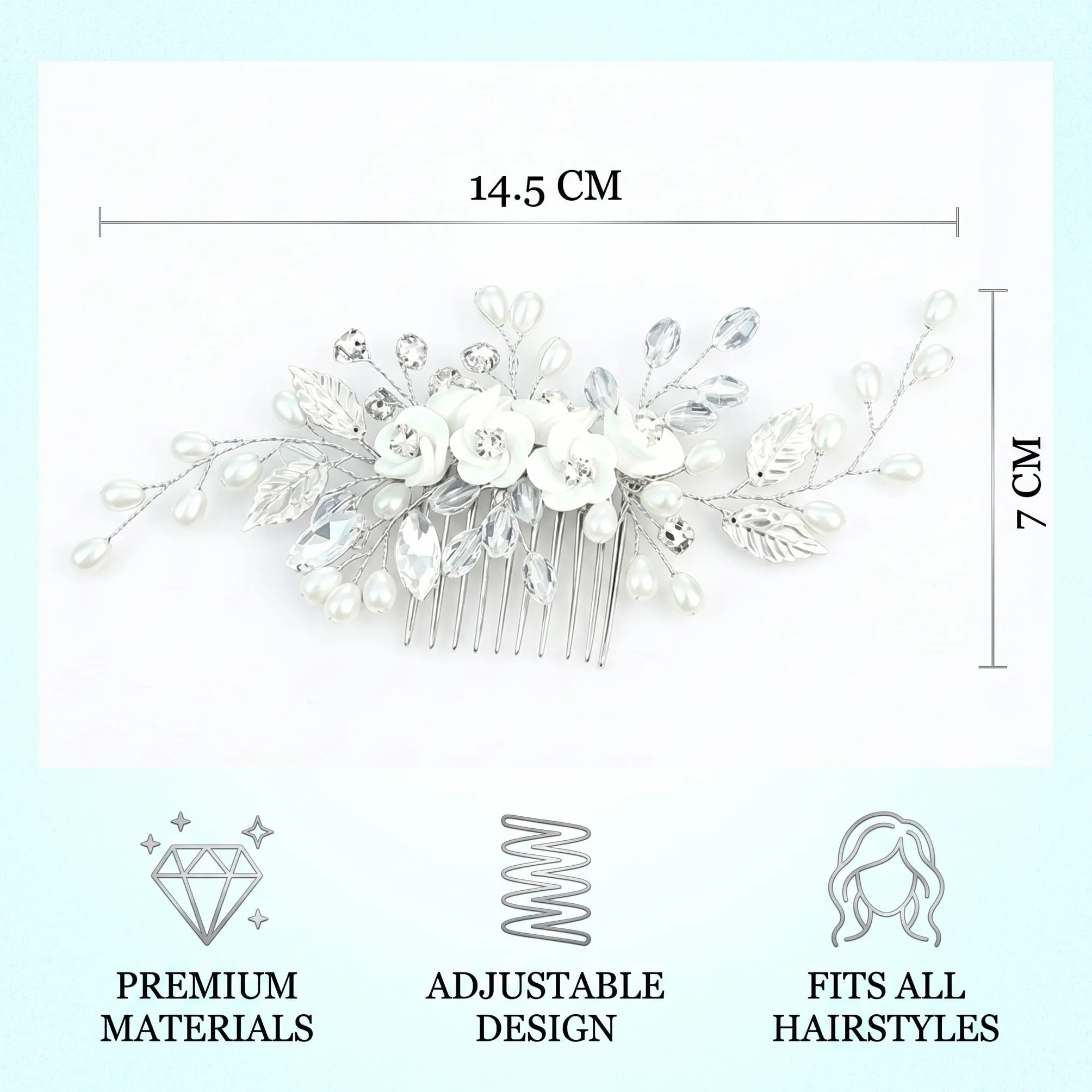 Pettinino argentato per capelli da sposa, Pettine per Capelli da Sposa Fermaglio per Donne e Ragazze, Capelli Sposa Pettine,Accessori Capelli Sposa