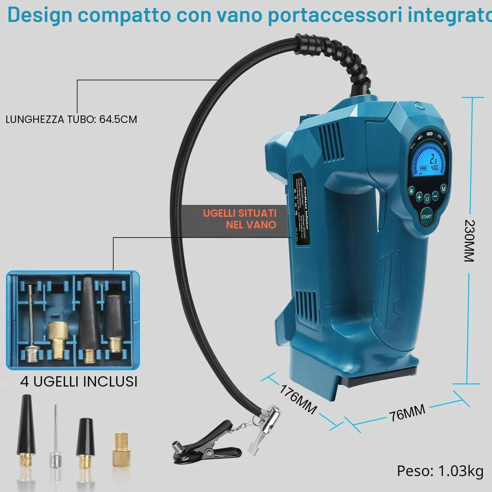 Powarobor Compressore portatile compatibile con batteria Makita 18V 150 PSI 10,34 bar