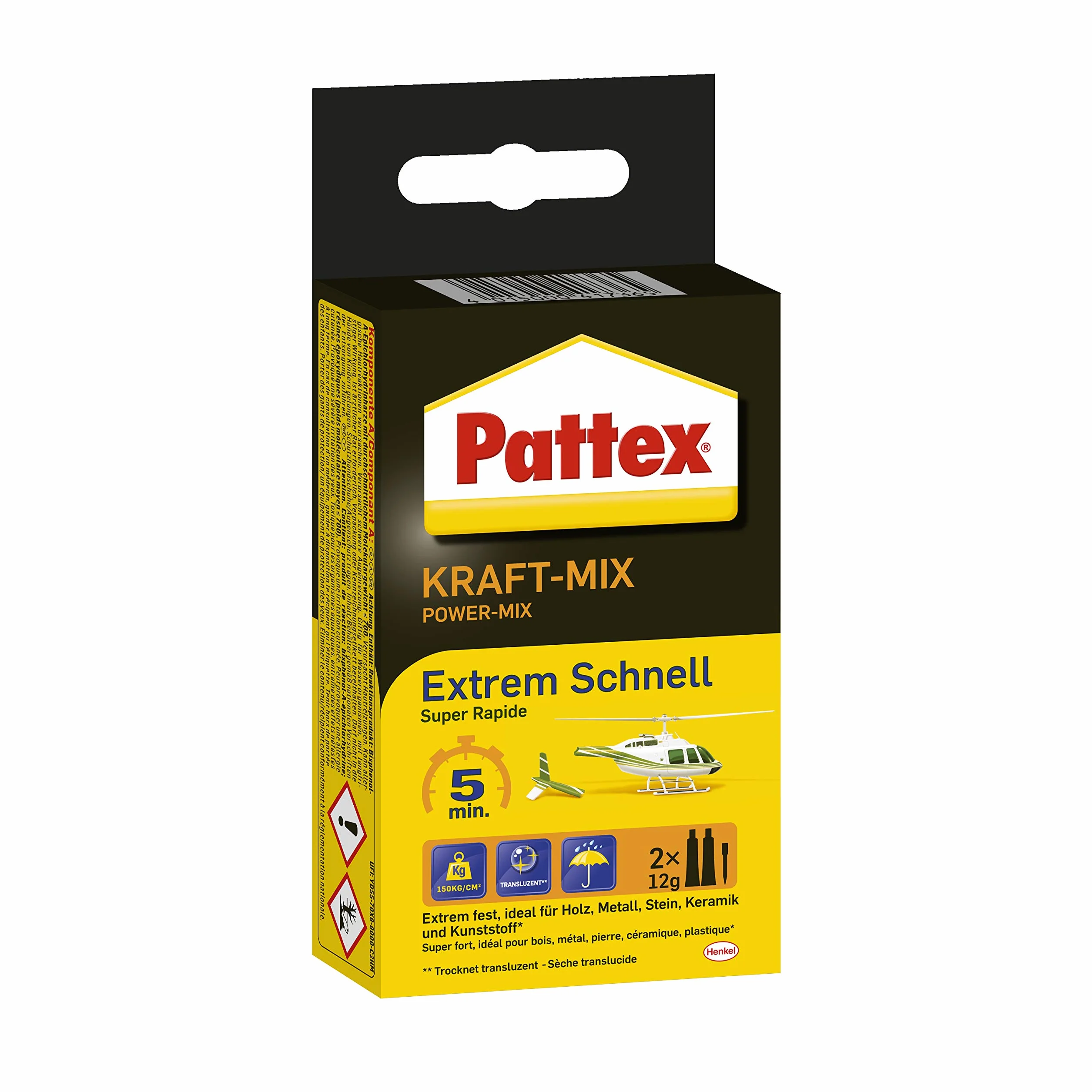 Pattex Kraft-Mix Extrem Schnell, colla epossidica 2K ad alta resistenza, 2x12g