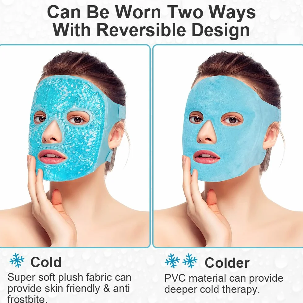 ACWOO Maschera Rinfrescante per Il Viso, Maschera per Occhi Riutilizzabile, Maschera Caldo Freddo per Occhi Gonfi, Occhi Stanchi, Mal Di Testa, Hangover, Emicrania (Blu)