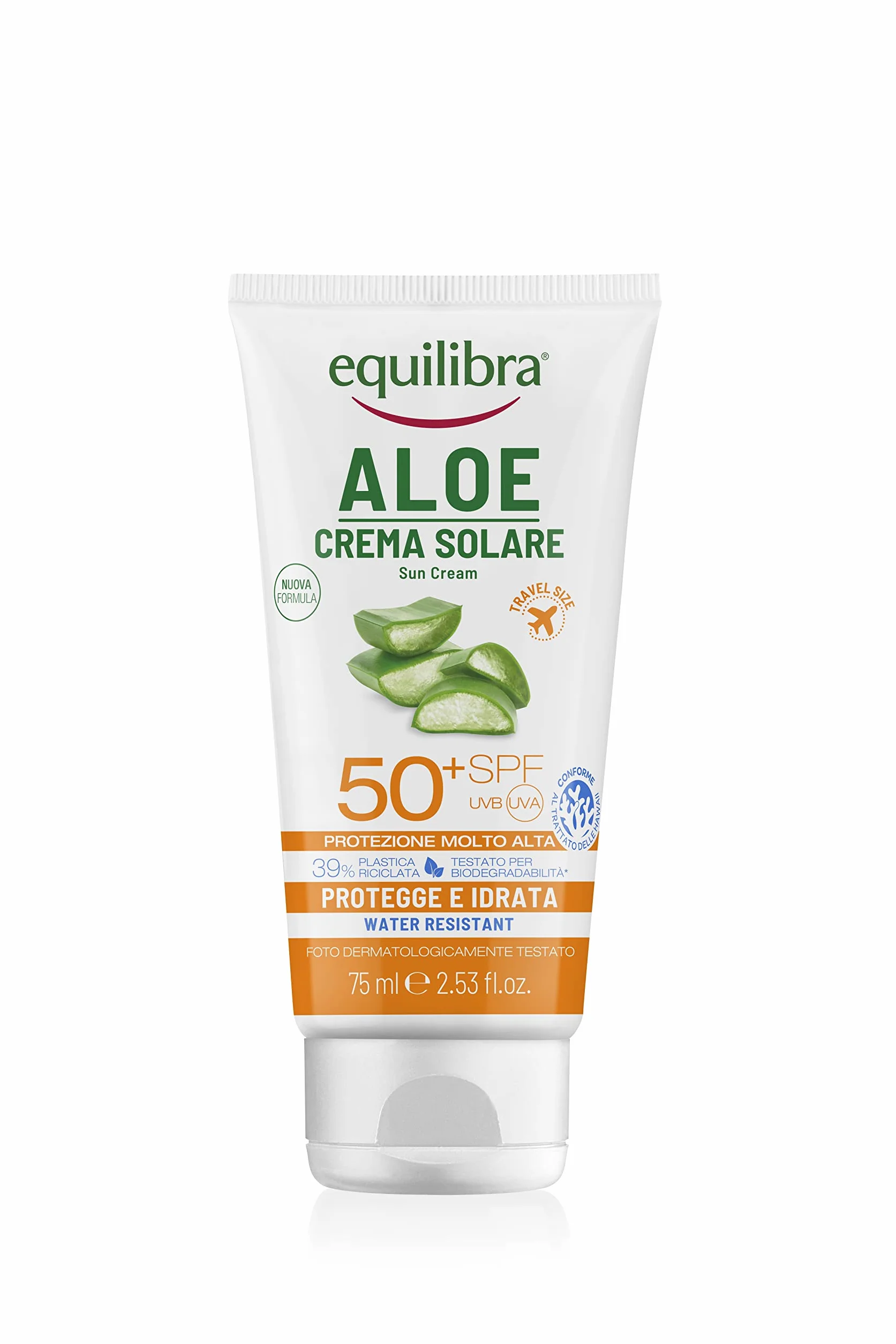 equilibra, Pochette Vacanze Italiane, con Aloe Crema Solare SPF 50+, Aloe Latte Doposole, e Aloe Doccia-Shampoo, in Pratico Formato da Viaggio, Dermatologicamente Testati, Adatti a Pelli Sensibili