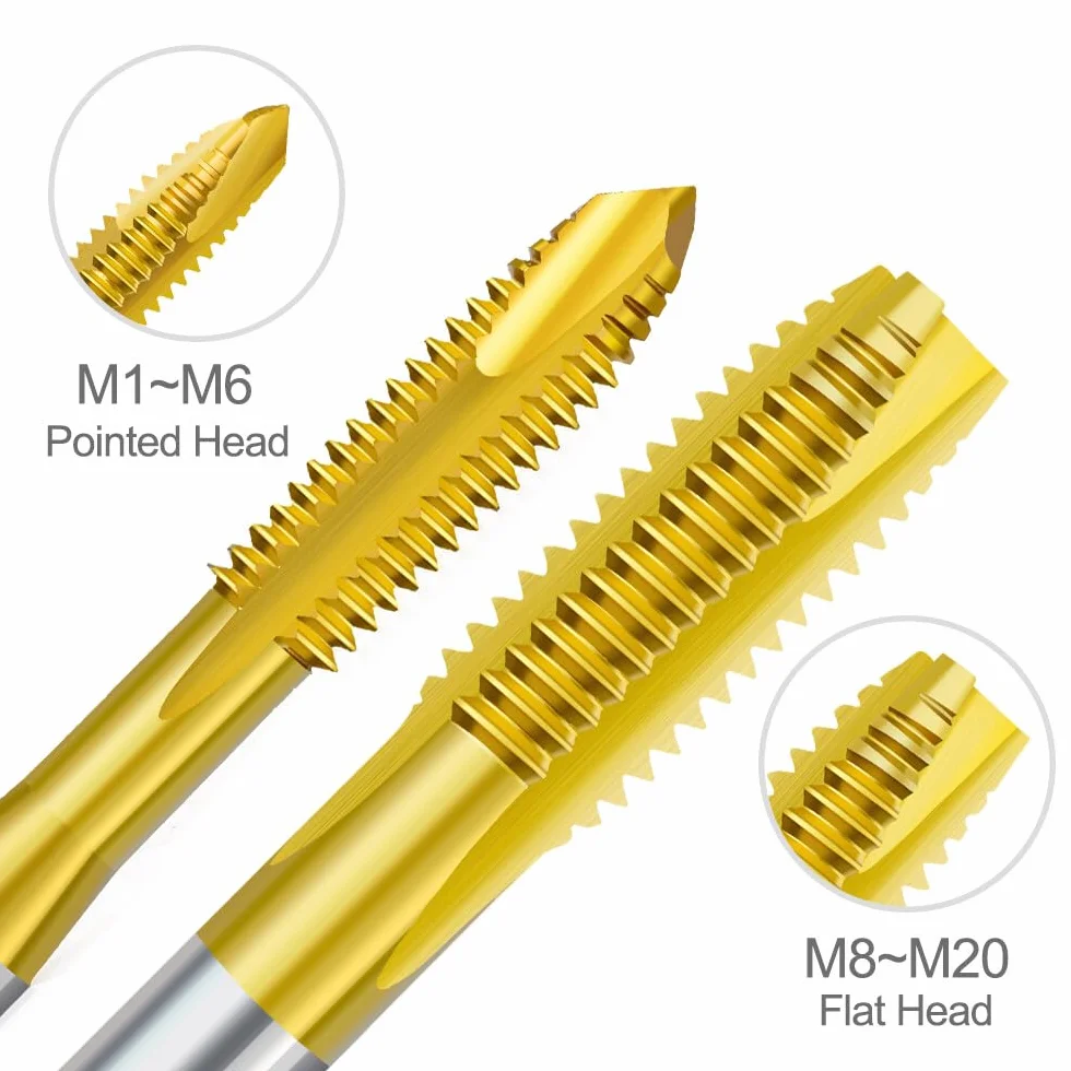 Maschio filettato M3 x 0,5 HSS titanio metrico destra 2 pezzi