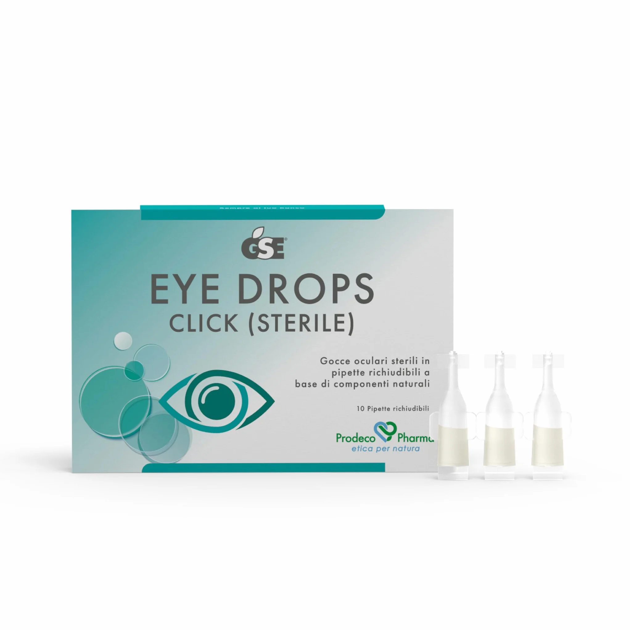 Prodeco Pharma GSE Eye Drops Click 10 Pipette Richiudibili da 0,5ml - Gocce Oculari Rinfrescanti, Idratanti, Lenitive con Azione Antimicrobica
