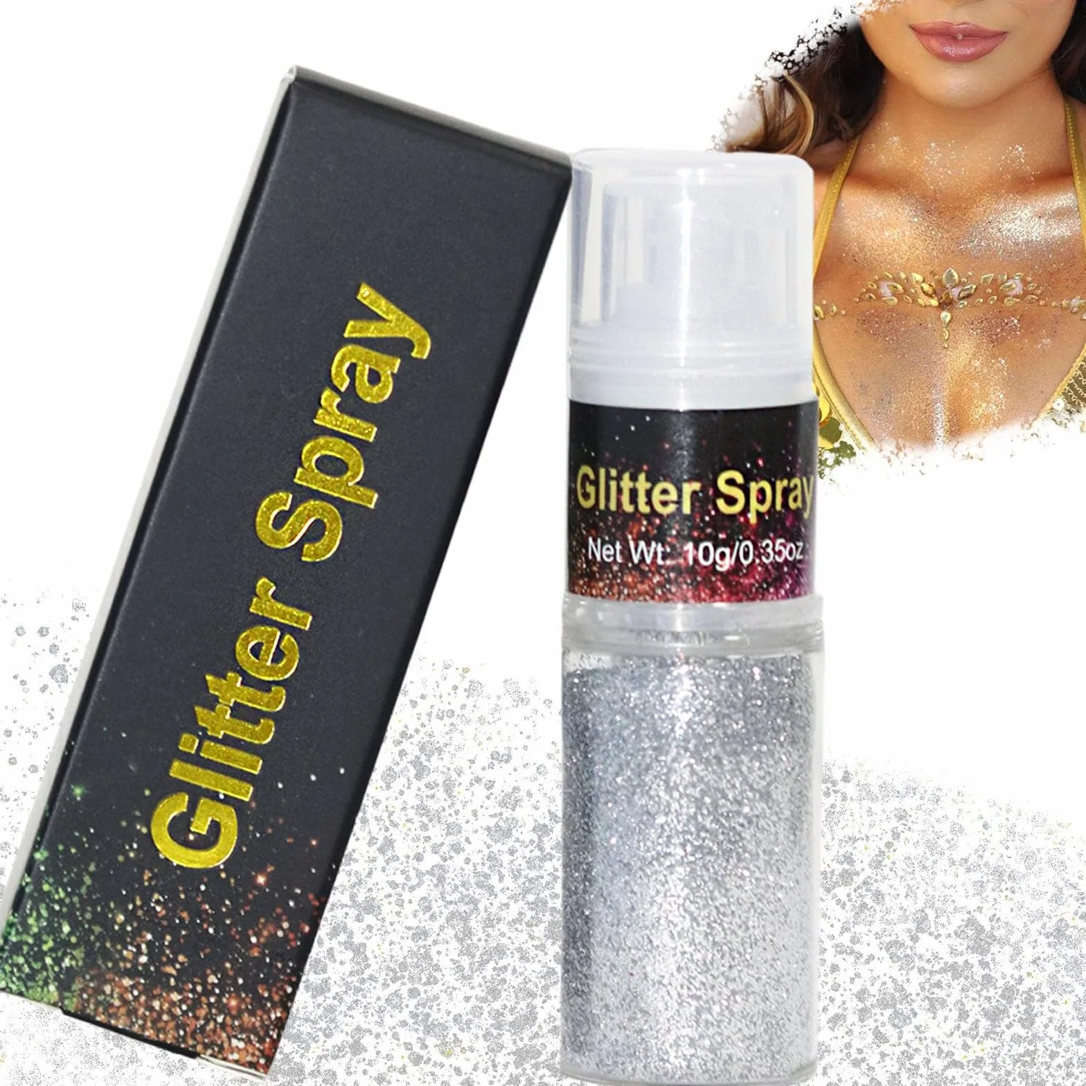 HTRUIYATY Glitter Spray per Corpo,Spray Glitter Brillantini per Capelli Polvere Ultrafine Glitter Make up per Tessuti Cosplay Festival
