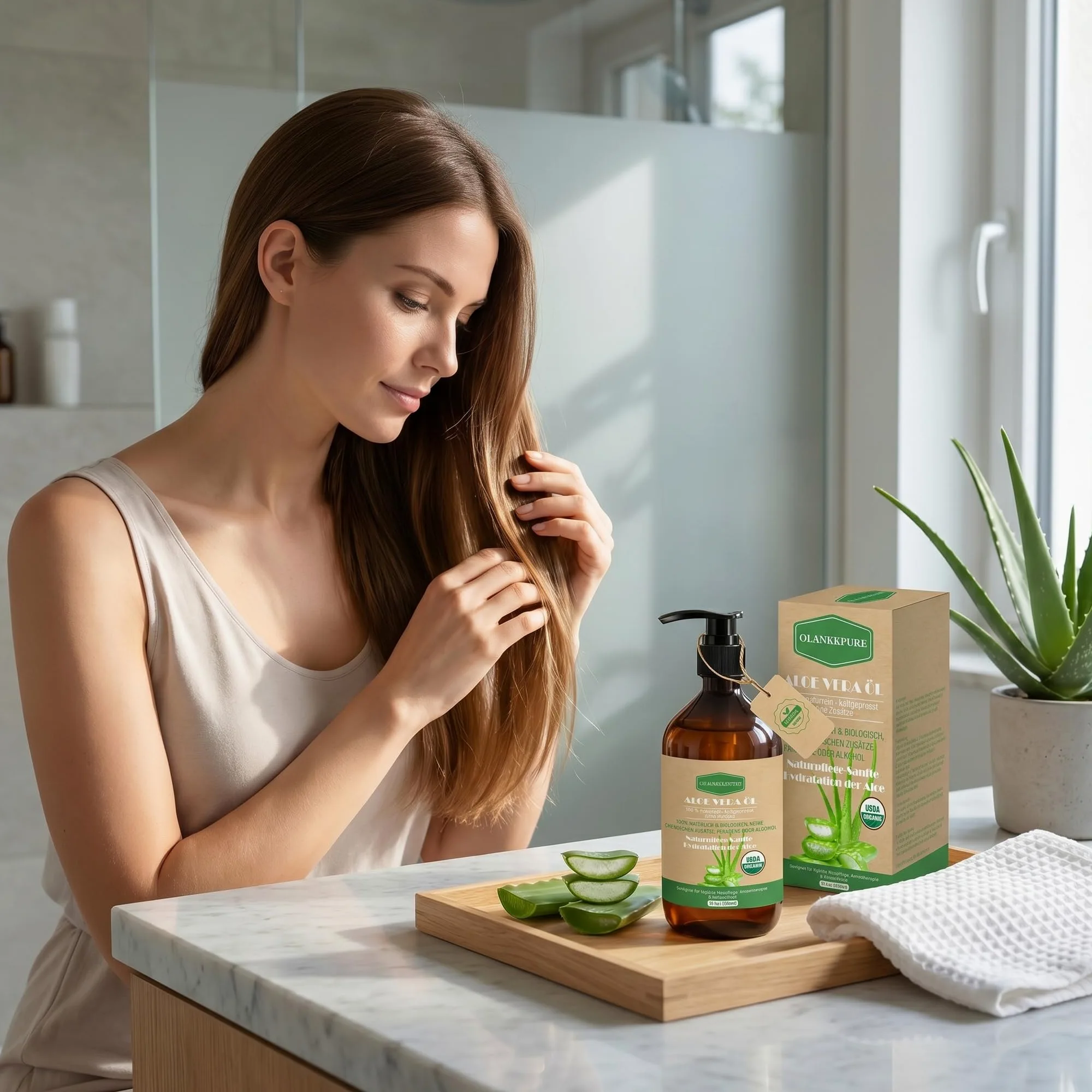 Olio di jojoba al profumo di aloe, 1000 ml di olio di jojoba biologico spremuto a freddo con aroma naturale di tonalità verde per lenire la pelle, rafforzamento delle unghie, cura dei
