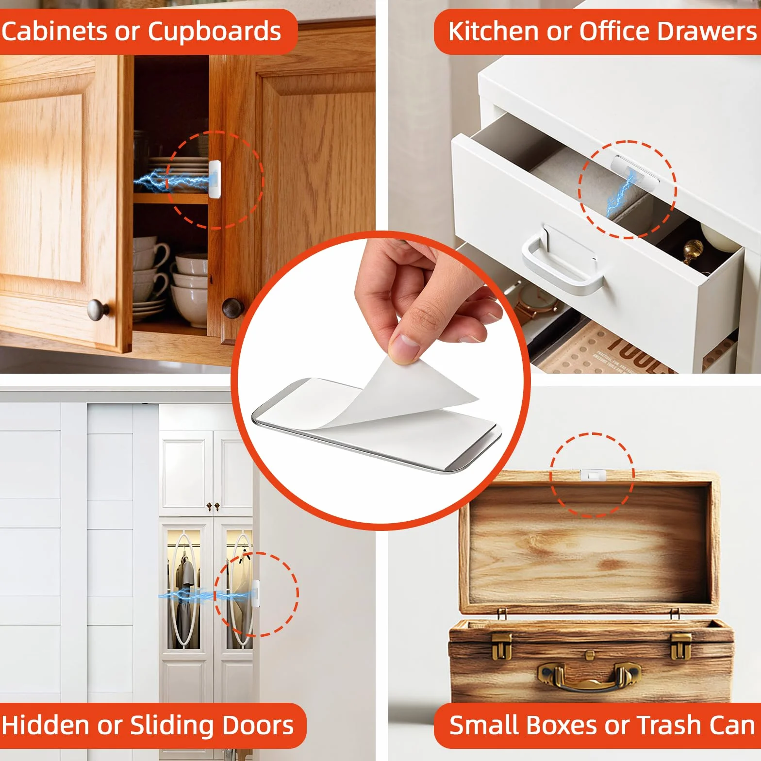 Chiusura Magnetica Ultra Sottile 6 Pezzi Argento, Calamita per Mobili in Metallo, Magneti Adesivi per Porte Armadi Cucina
