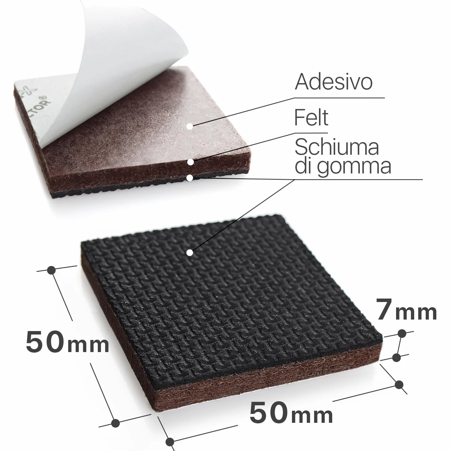 X-PROTECTOR Piedini antiscivolo gomma 50 mm 16 pz – Adesivi per mobili