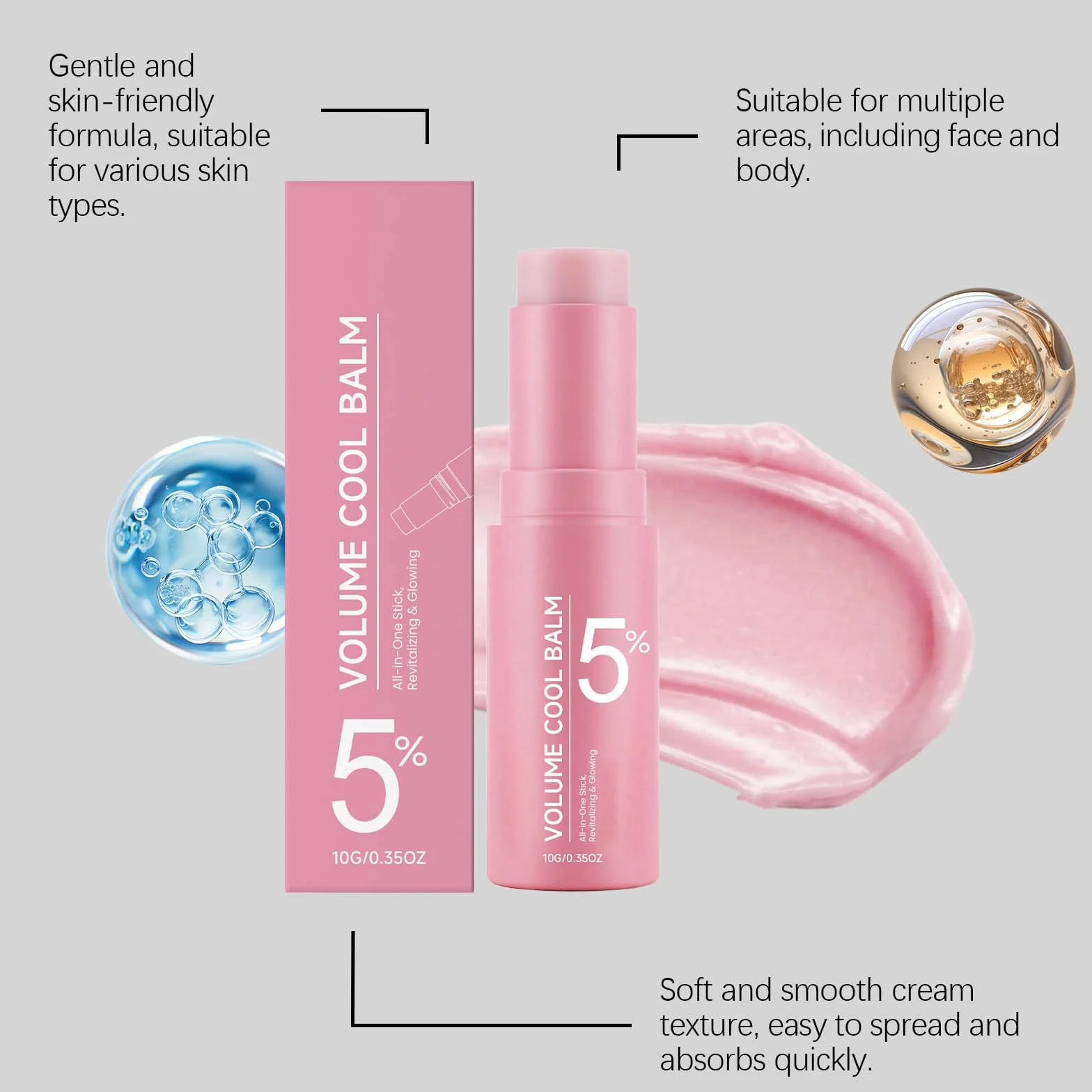 PDRNs Pink Collagen Volume Multi Balm Stick - Penna anti-rughe e idratante per viso, labbra, occhi, collo, base trucco, nutre intensamente per una pelle liscia e dall'aspetto sano