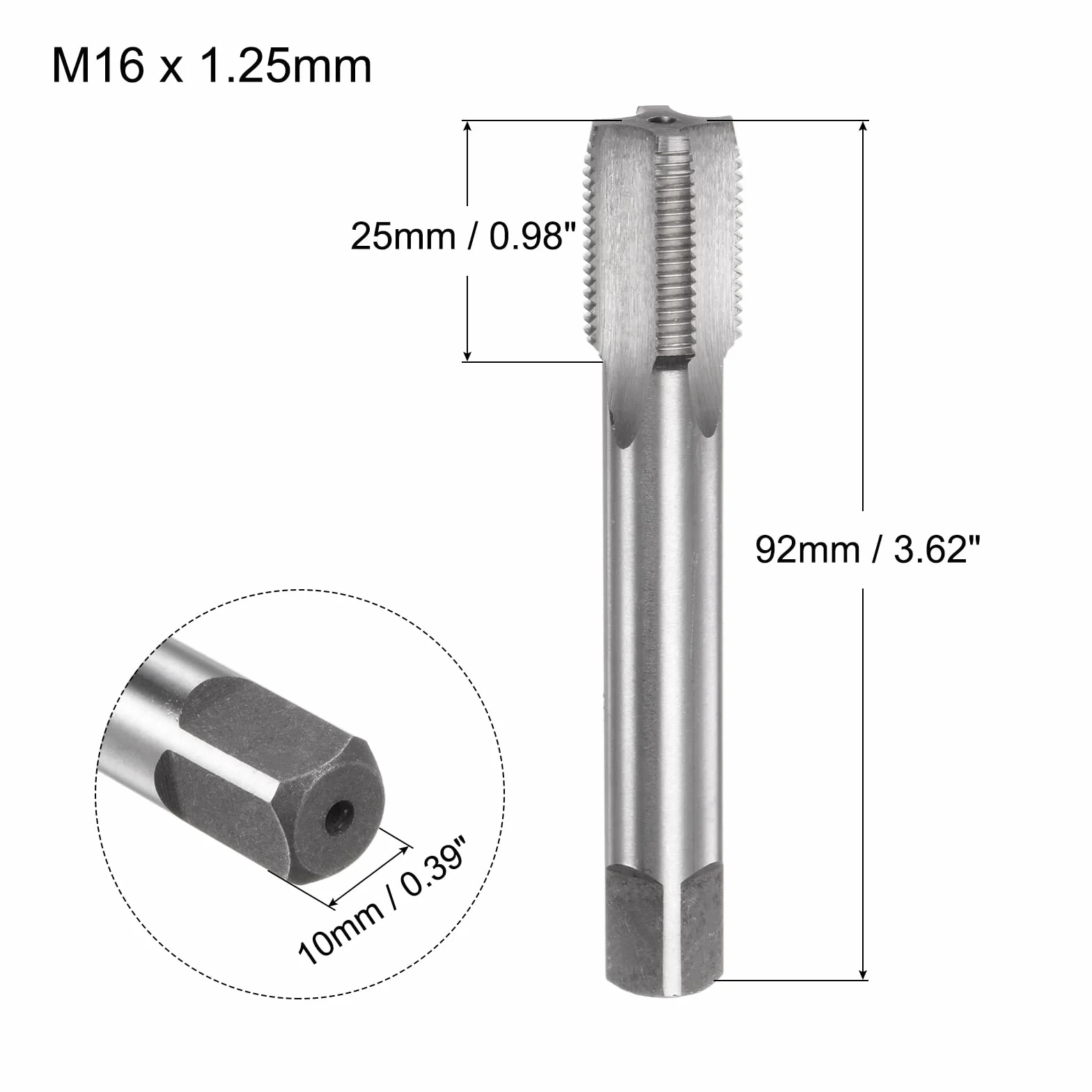 QUARKZMAN Maschi per Macchina M16 x 1.25mm H2 HSS 4 Scanalature Dritte