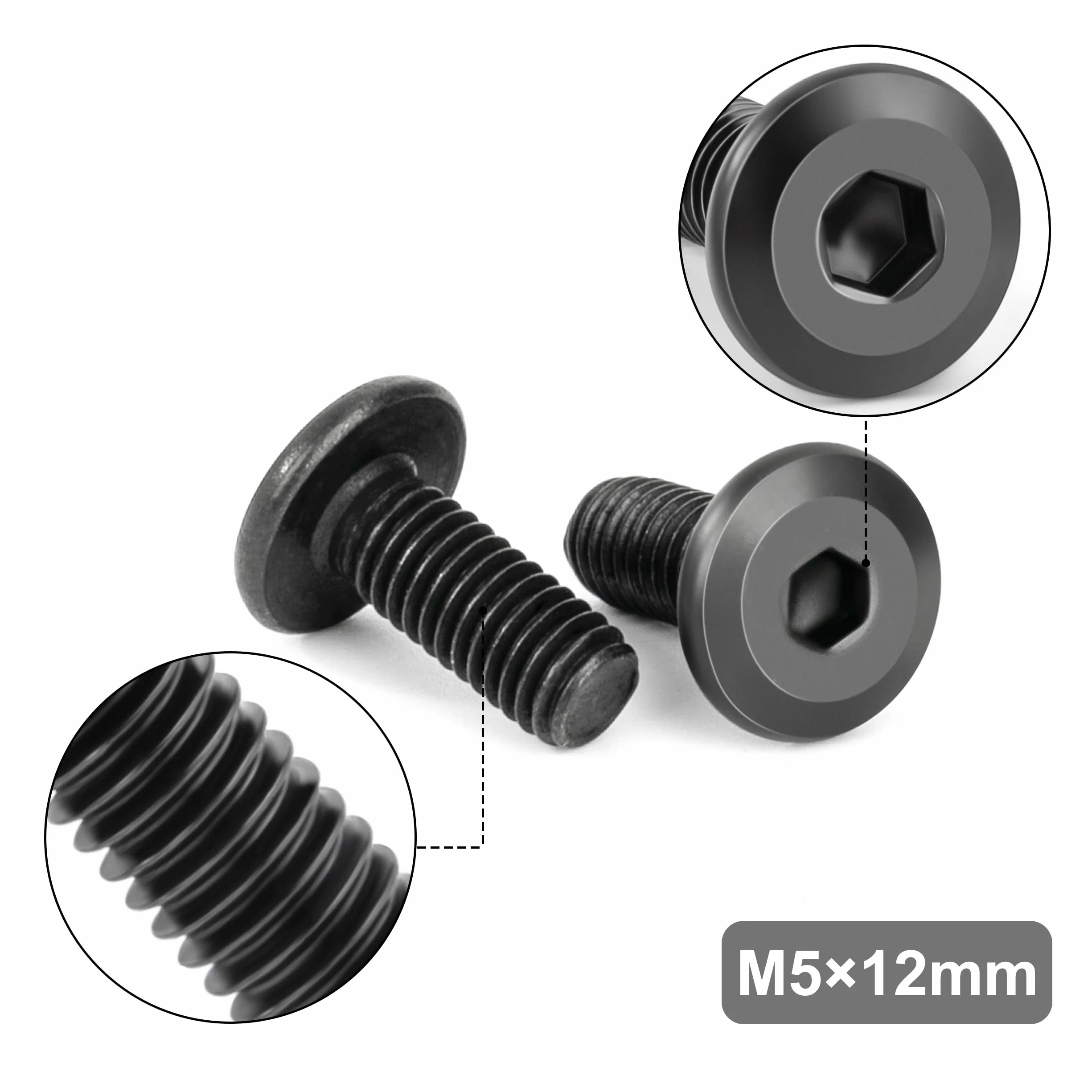 Viti a Testa Piatta M5 x 12 mm Nero Acciaio Inox A2 V2A Bulloni per Mobili con Chiavi a Esagono Filettatura Completa