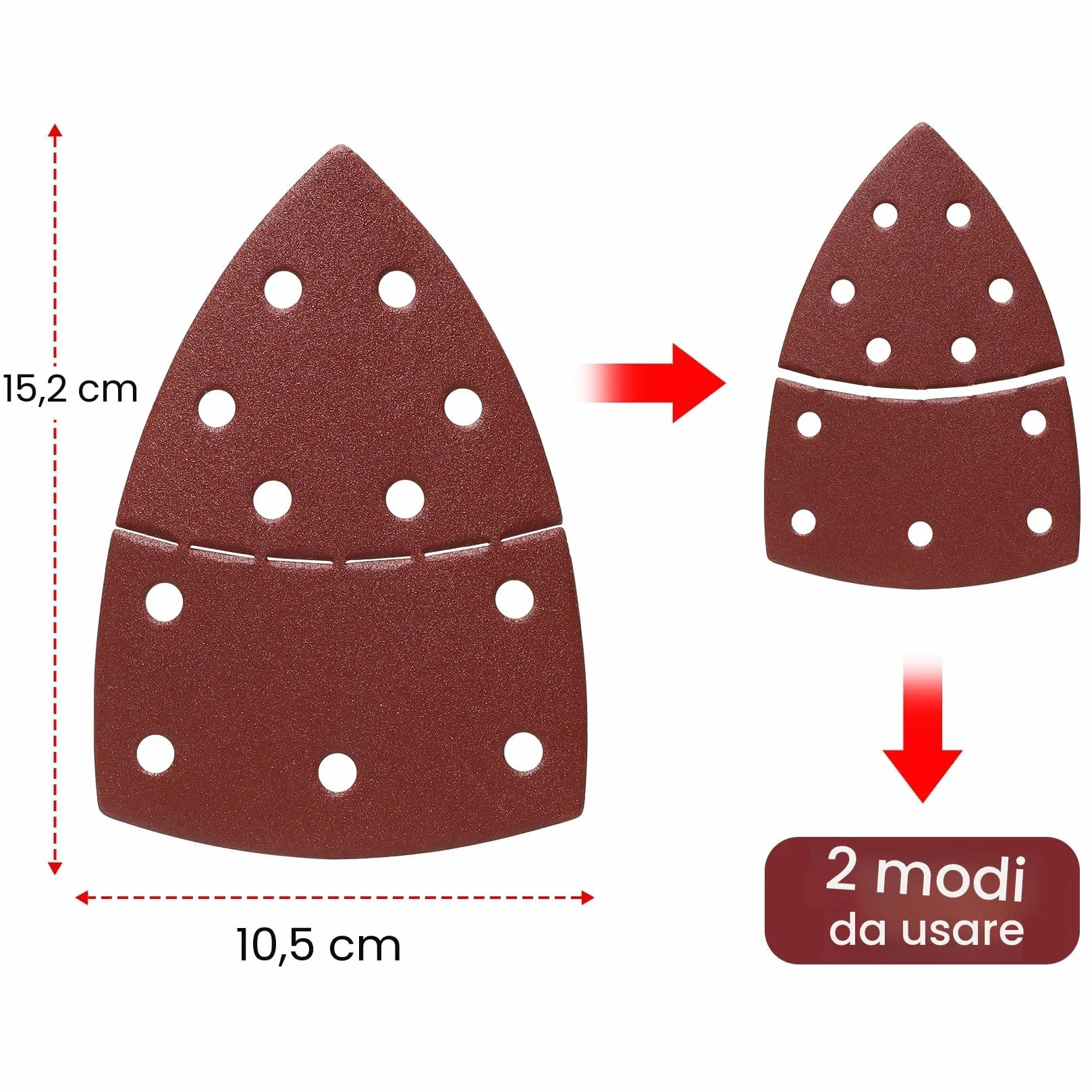 SHALL Set da 120 fogli abrasivi triangolari 105x152mm per levigatrice mouse, grane 40-240