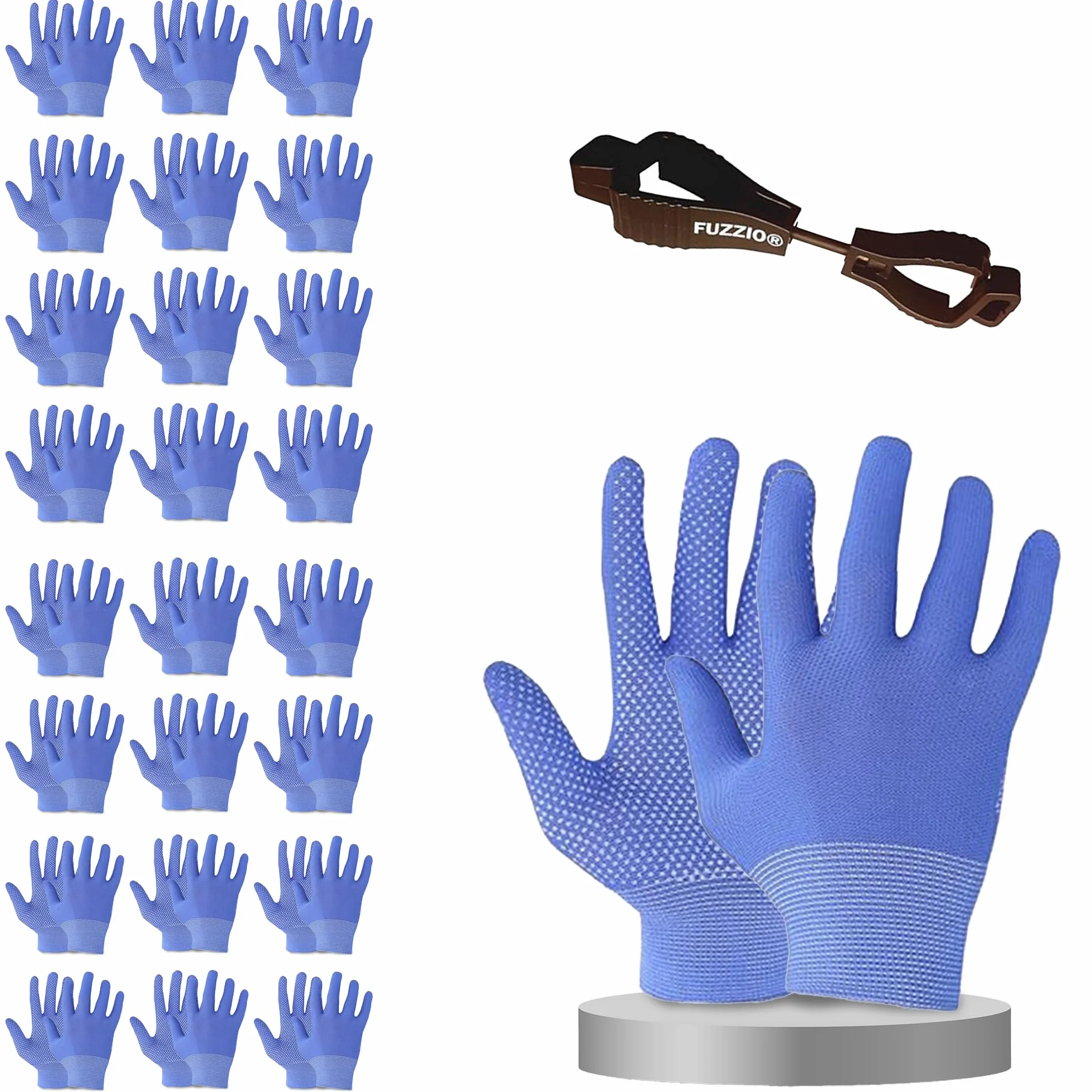 FUZZIO Guanti da lavoro con borchie 24 paia L/9 blu