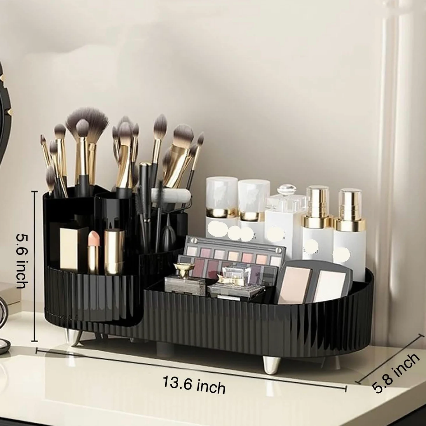 Porta Trucchi,Toeletta Organizer per Trucco Rotante Vetrina per Cosmetici di Grande capacità per Pennelli per Trucco Eyeliner Rossetti Cura della Pelle Multifunzione(B)