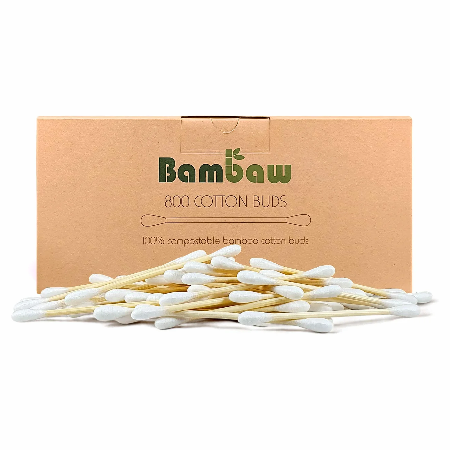 Cotton Fioc | Cotton Fioc ecologici| Tamponi di Cotone| Bastoncini in legno | Eco Friendly | Confezione di Cartoncino Riciclato|Biodegradable | 800 pezzi| Bamboo