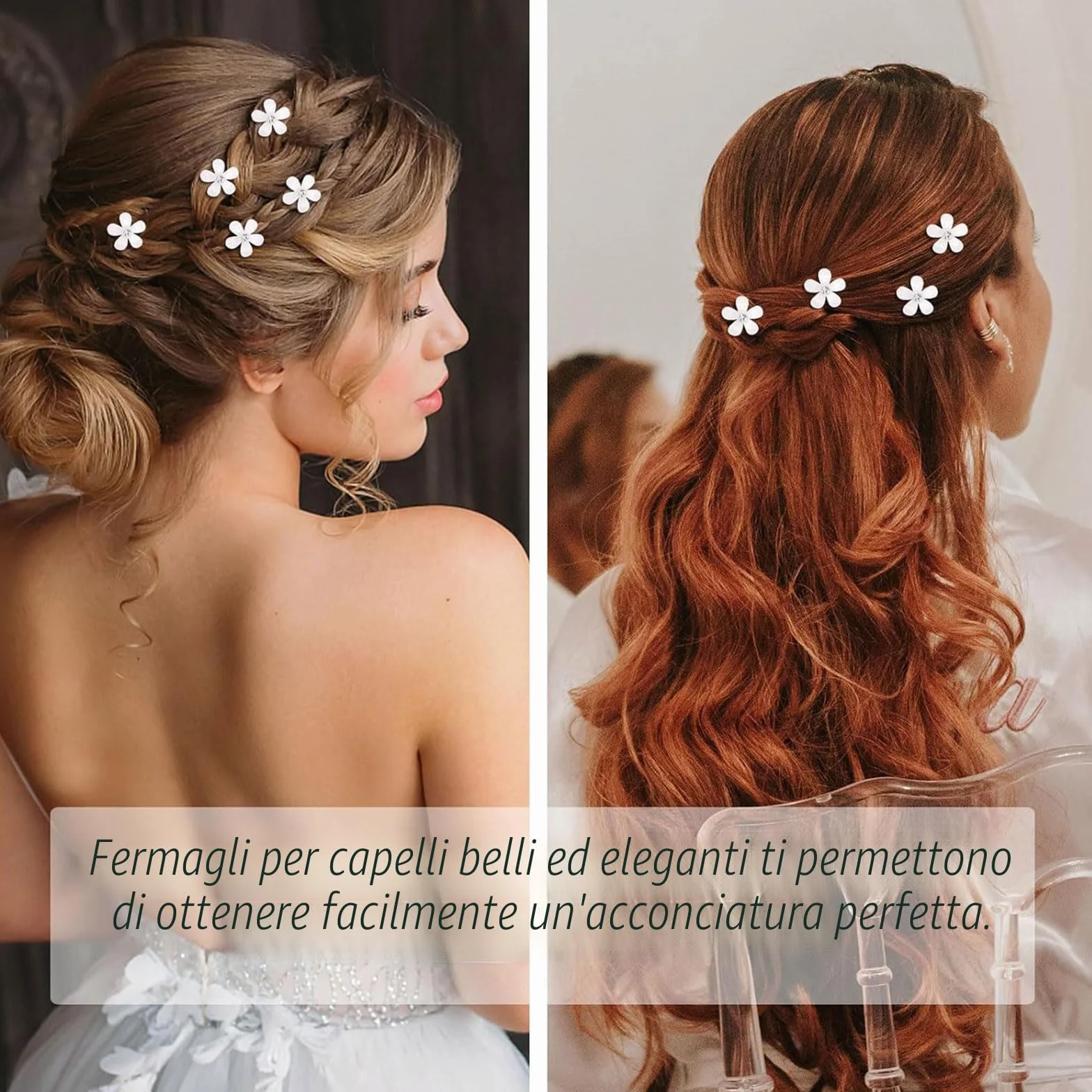 Mezrkuwr 10 Mini Fermagli per Capelli Bianchi con Strass - Graziosi Accessori Decorativi per Acconciature da Sposa - Forcine Floreali