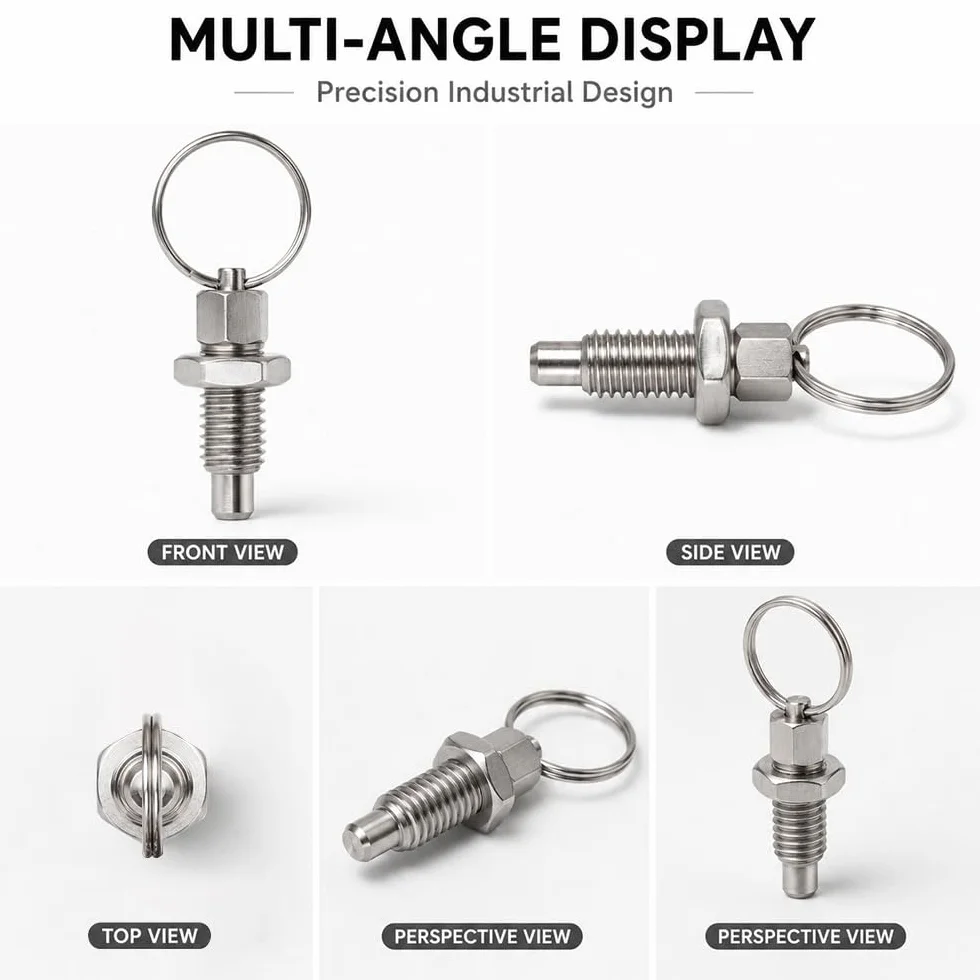 Perni di Bloccaggio a Sgancio Rapido M8x5 mm Inox Girevole Bulloni di Bloccaggio con Anello di Trazione 6 Pezzi