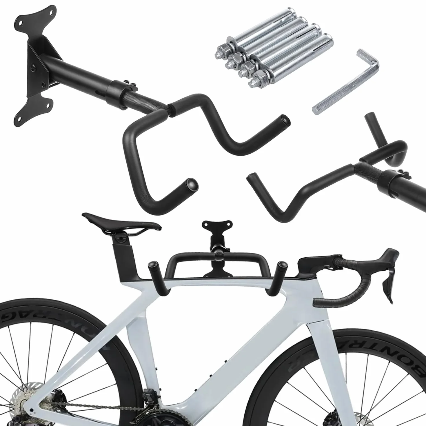 Maclean MC-431 Supporto a parete per bicicletta Portabicicletta orizzontale acciaio 30 kg Pieghevole