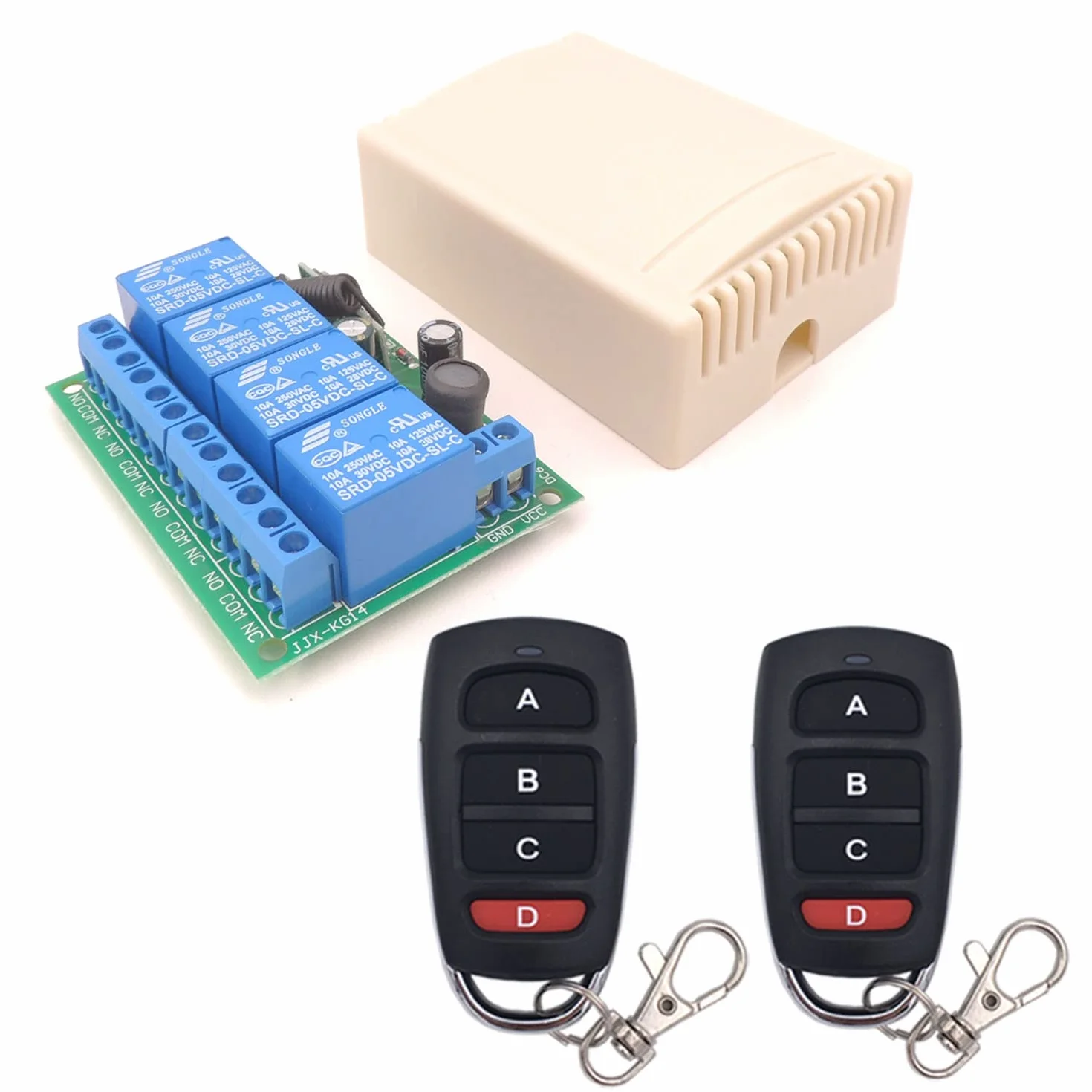 DieseRC 4CH Interruttore di controllo remoto wireless DC 12V 24V 10A Ricevitore relè 433Mhz 2 trasmettitori RF