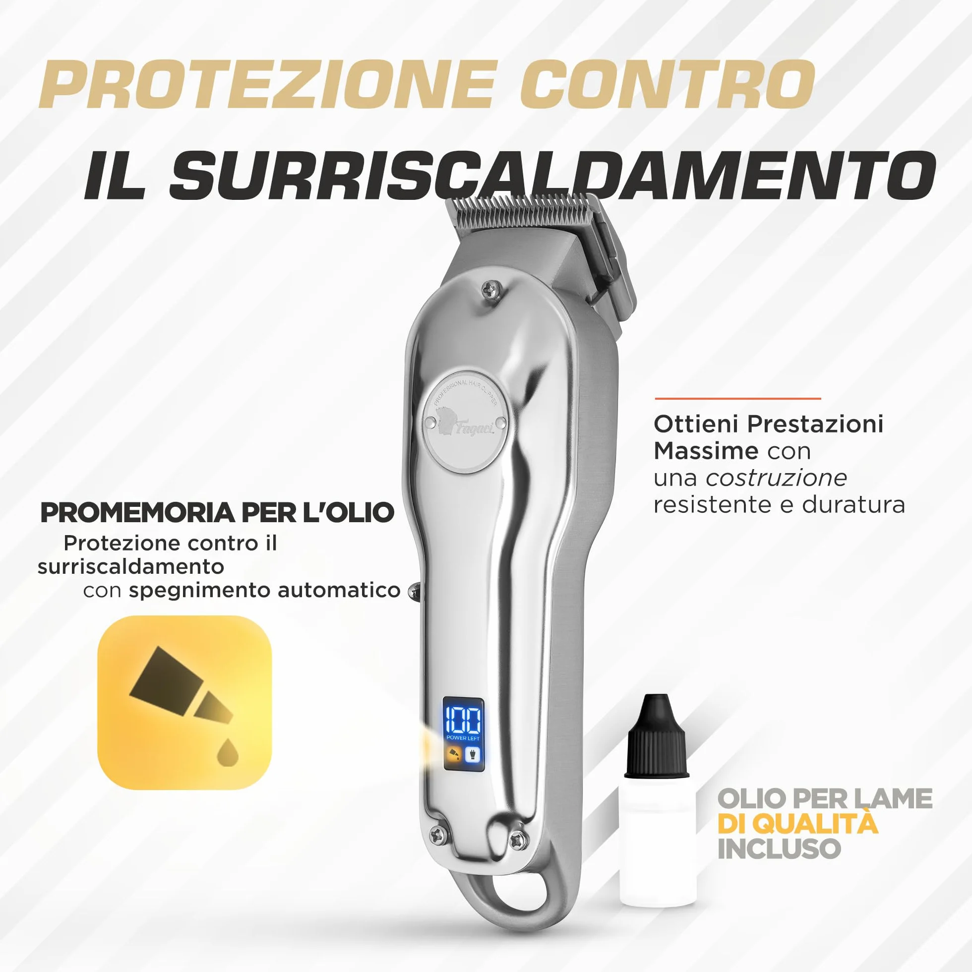 Fagaci Tagliacapelli Professionali con Taglio Estremamente Fine, Tagliacapelli Cordless per Uomo, per Barbiere, per Kit Taglio Capelli, Elettrico, Maquina de Cortar Cabello