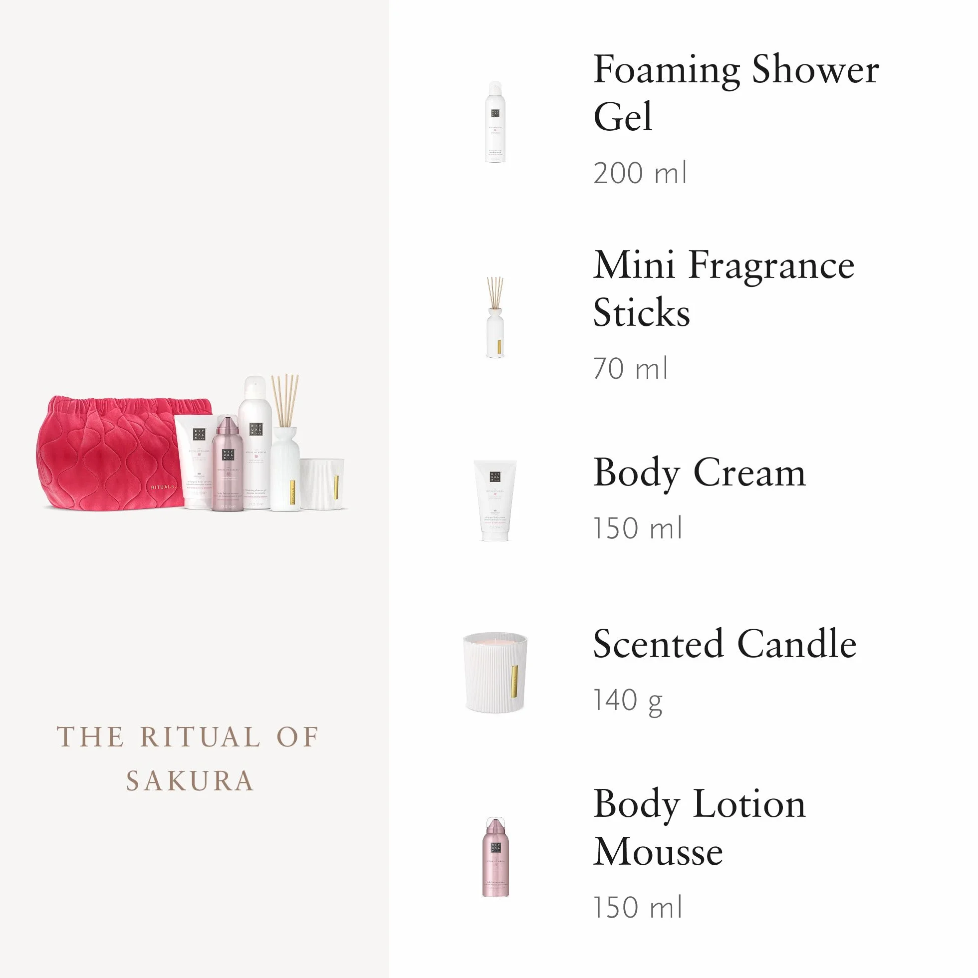 RITUALS Cofanetto regalo Large The Ritual of Sakura - Prodotti per la cura del corpo e della casa con latte di riso e fiore di ciliegio - Include una beauty bag riutilizzabile, con un set dedicato al