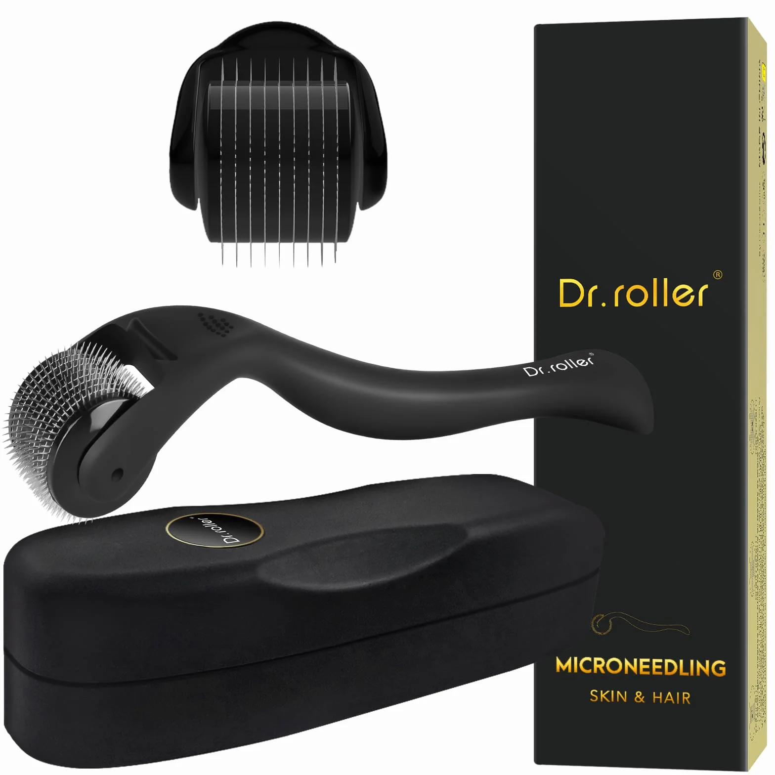 Derma Roller, Microneedling, 1 mm Derma Roller Capelli Viso Uomo e Donna, Microneedle Beard Roller 540 Ago di Titanio