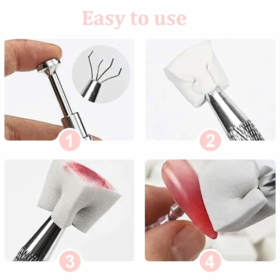 50 Pezzi di Spugna Unghie con Pinza Metallica, Pennelli Unghie, Unghie Ombre Design, Strumenti per la Nail Art Pennello di Spugna, Usato per Creare una Varietà di Modelli di Nail Art Sfumati