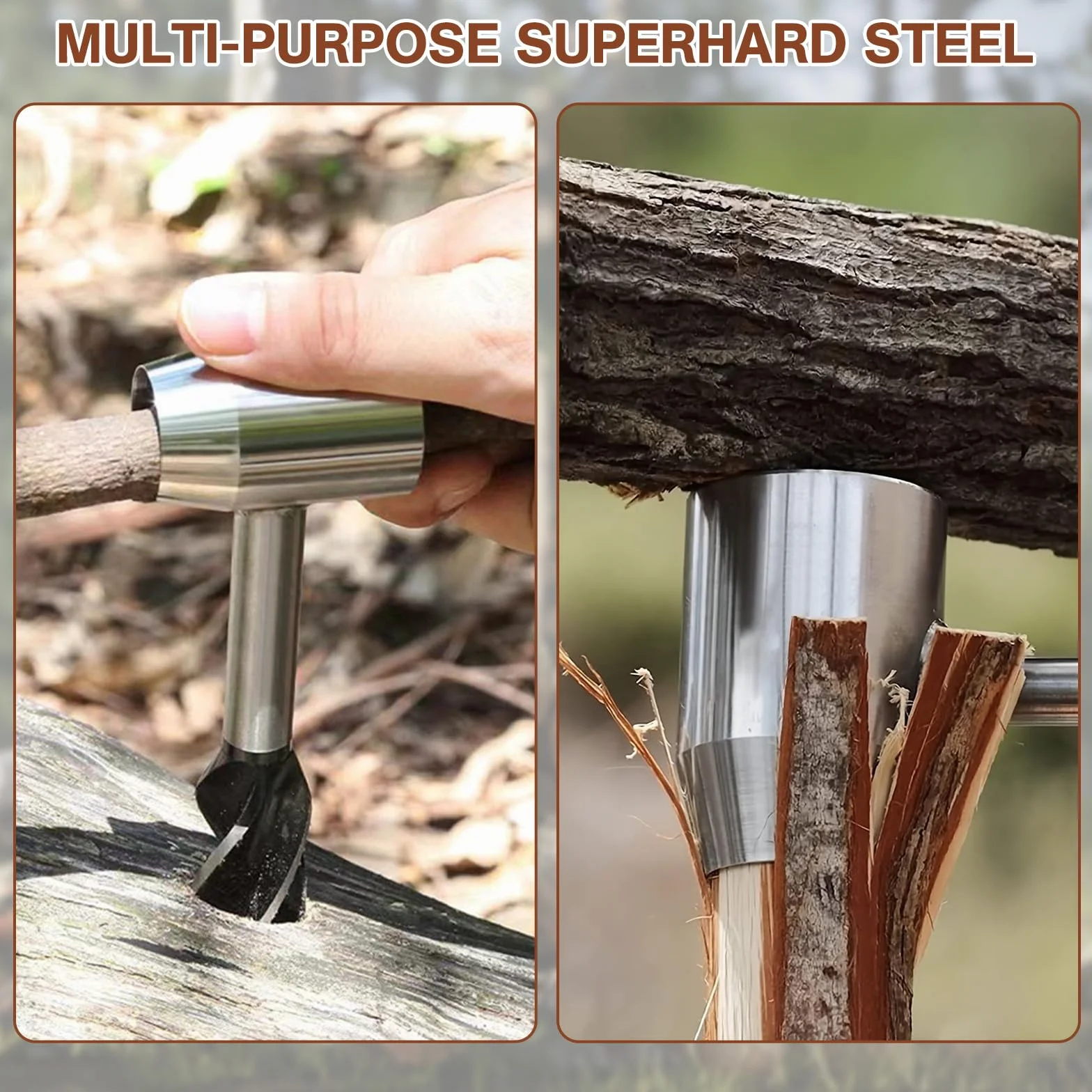 Trivella Manuale per Legno con 4 Sega a Filo di Emergenza Custodia In Pelle Punta da Trapano Multiuso Bushcraft Survival Tools