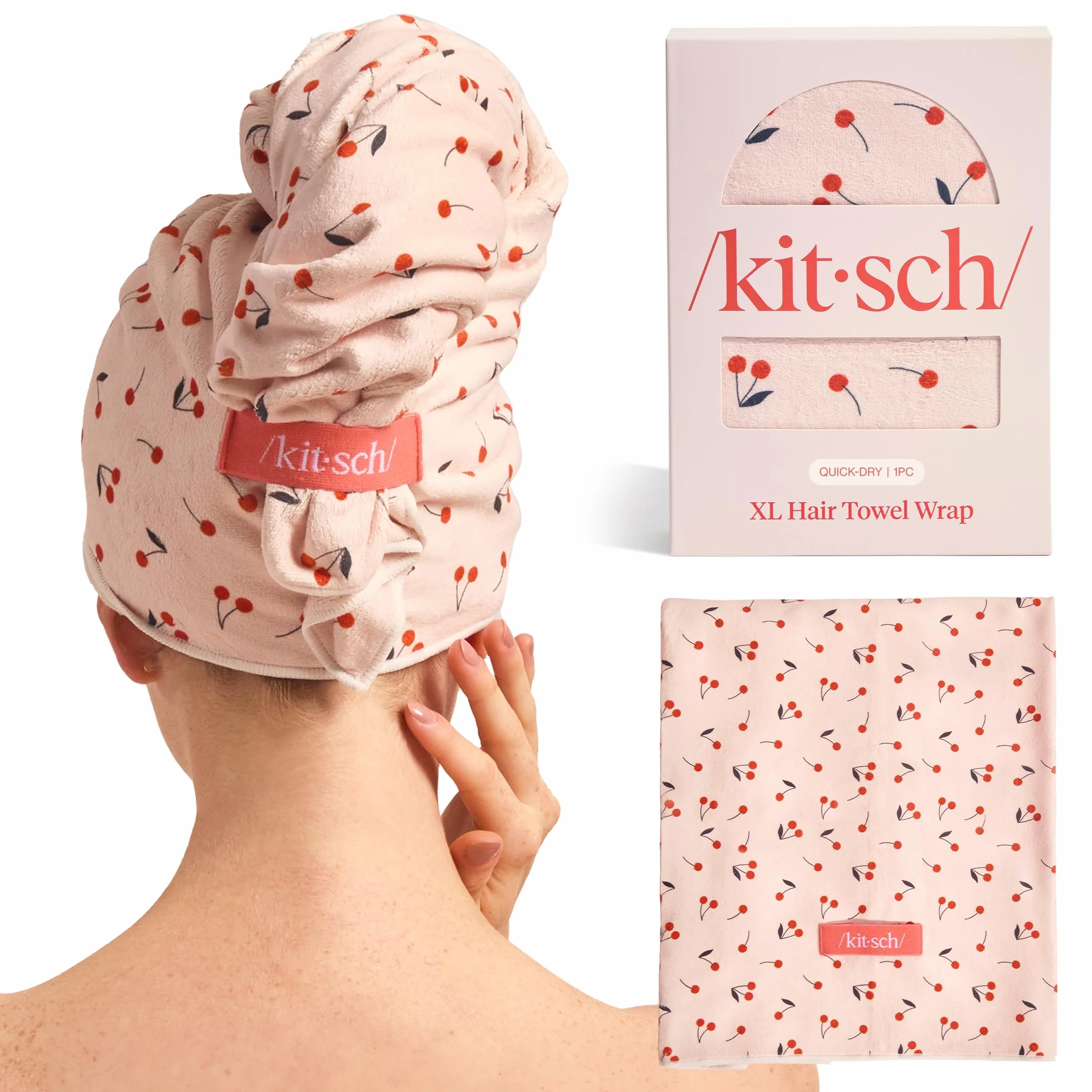 Kitsch Asciugamano per capelli XL in microfibra da donna, super assorbente, ad asciugatura rapida, anti-crespo, per capelli lunghi e corti, turbante