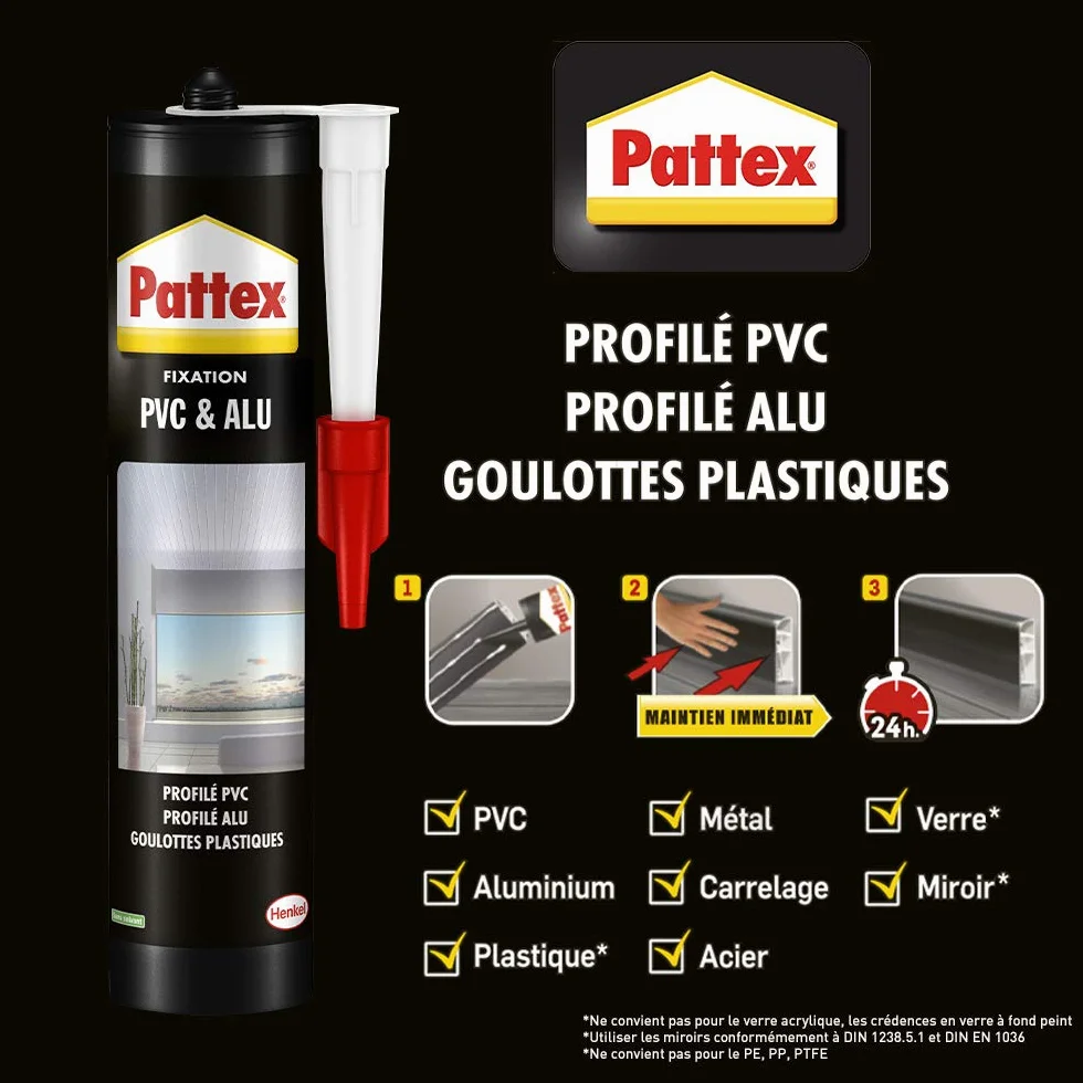Pattex Colla di fissaggio per alluminio e PVC Bianco