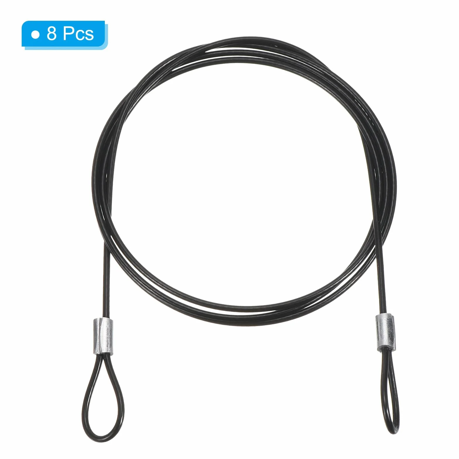 PATIKIL 1m Sicurezza Acciaio Cavo 8pz Inossidabile Acciaio 2mm Dia Cavo di Sicurezza Blocco Filo Corda Antifurto con Doppio Anello Nero