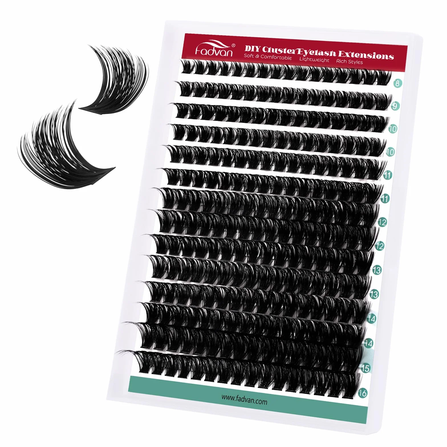 FADVAN Ciglia Finte Ciuffetti - 280pcs Extension Ciglia Fai Da Te Curvatura D Ciglia Naturali - Lash Clusters (100P-0.07D, Mix 8-16mm)