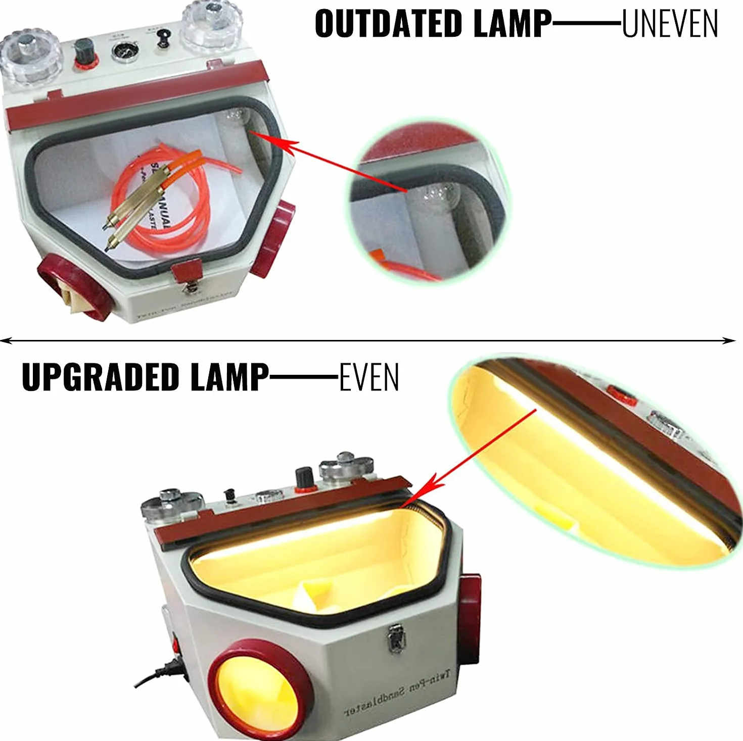 VEVOR Sabbiatrice Laboratorio Odontotecnico 220V 60HZ con 2 Penne in Metallo e Ceramica LED