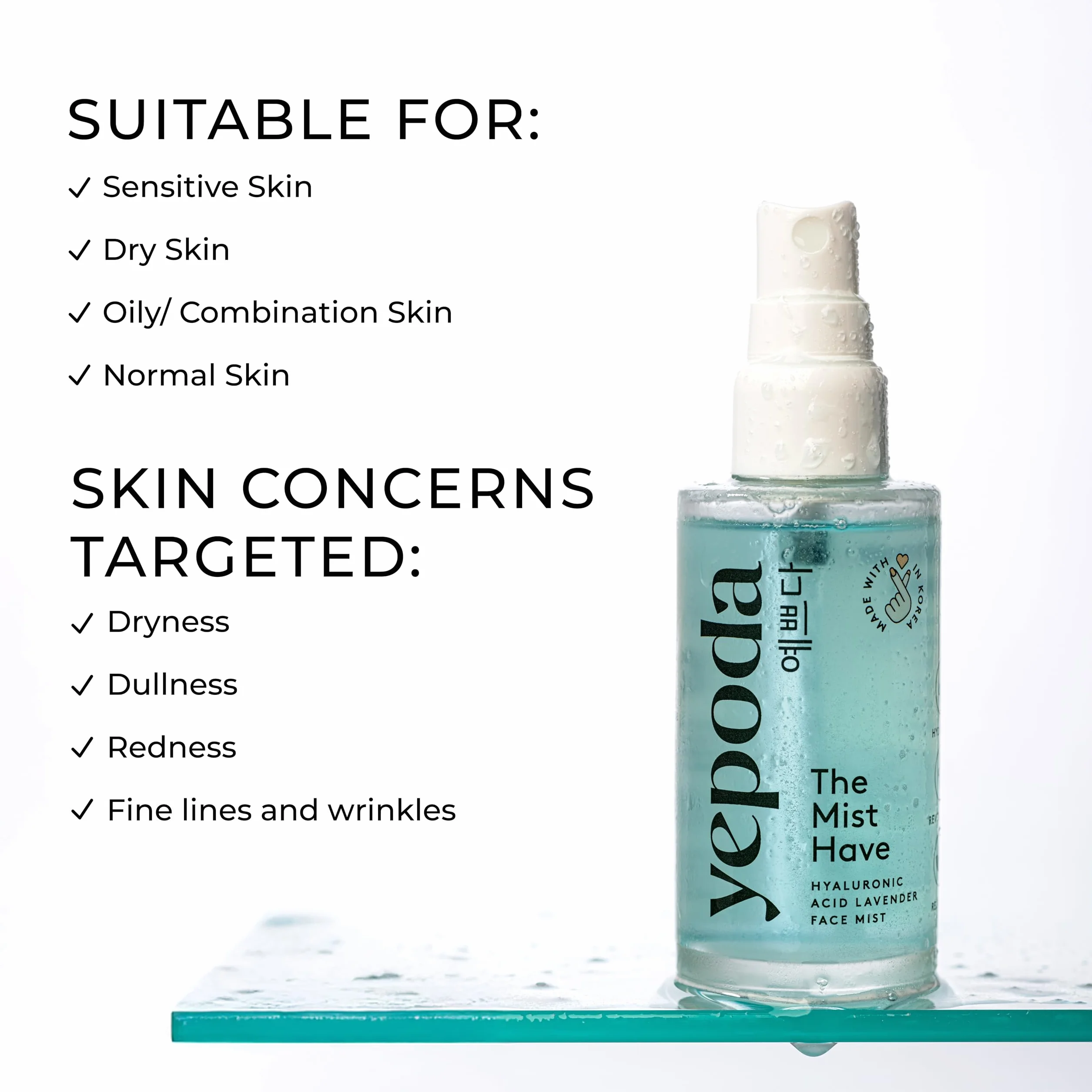 Yepoda The Mist Have, tonico spray idratante per il viso, idrata in profondità e rivitalizza la pelle, tonico spray viso coreano vegano, ideale per tutti i tipi di pelle, 50 ml