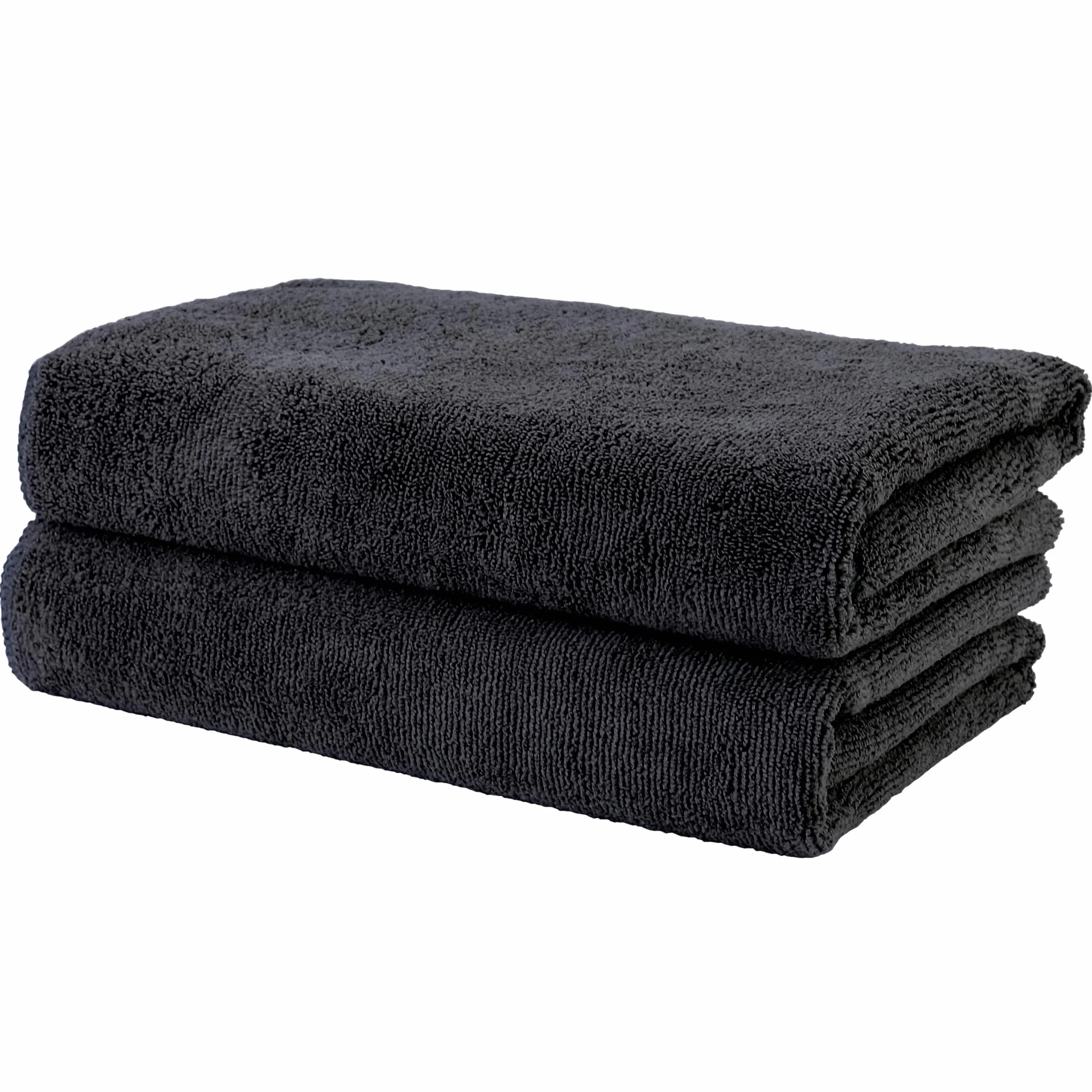 Polyte - asciugamano in microfibra anti-pelucchi per capelli - ad asciugatura rapida - 50 x 101 cm - 2 pezzi (Nero)