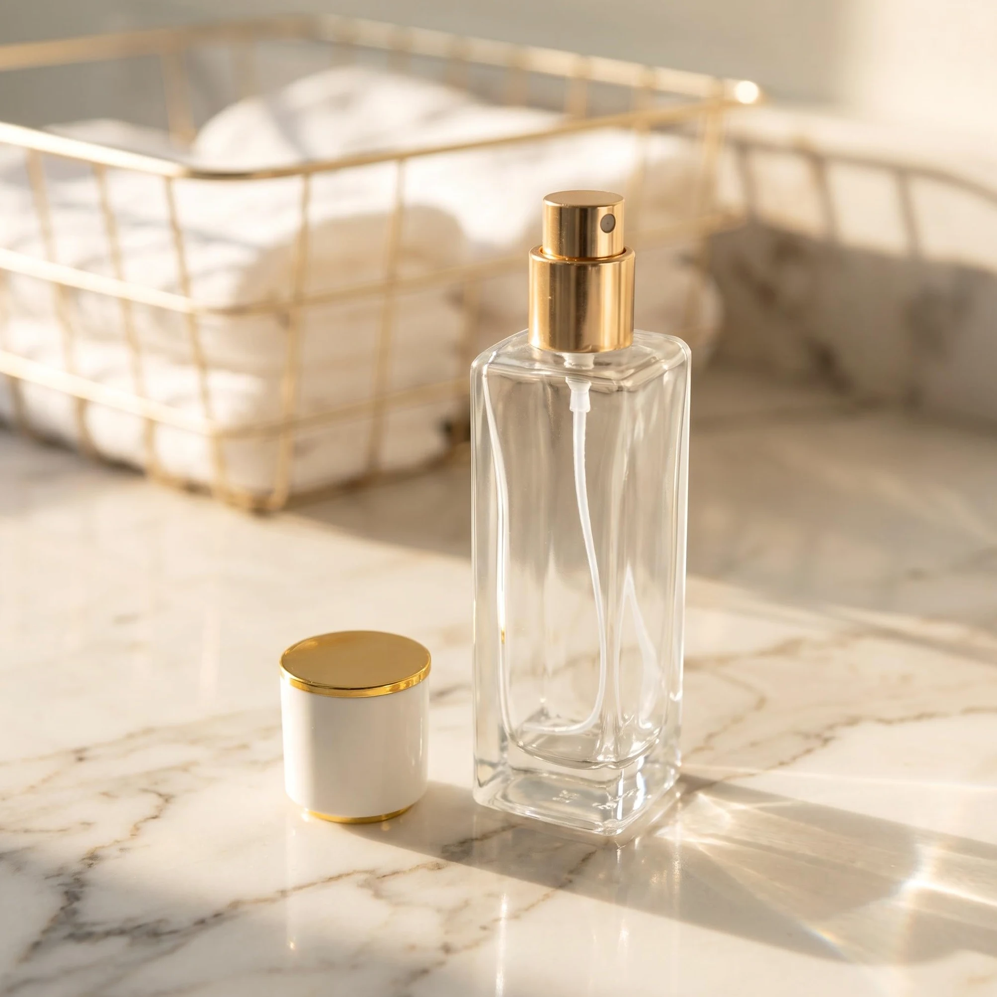 Lurrose Set di 5 atomizzatori di profumo in vetro, flacone da viaggio | Flacone da viaggio bianco per di profumo, ideale per conservare e trasportare fragranze, flacone spray riutilizzabile per
