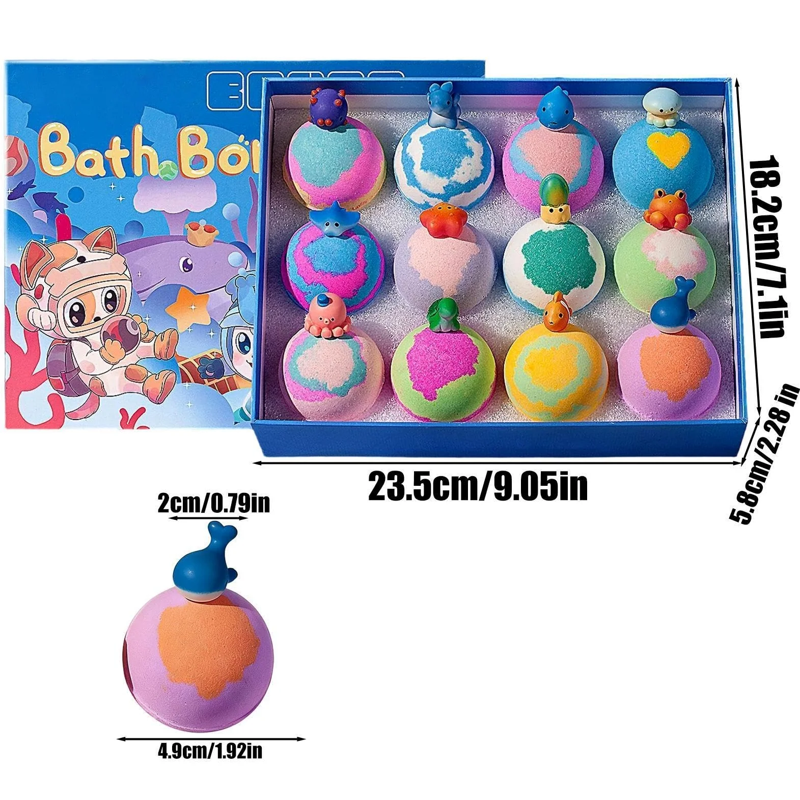 Bombe da Bagno Effervescenti 12 Pezzi Colorate Delicate Effervescenti | Regali Per Cestini Giocattoli Da Bagno per Adolescenti Famiglia Bambini Ragazzi Ragazze Figlio Figlia