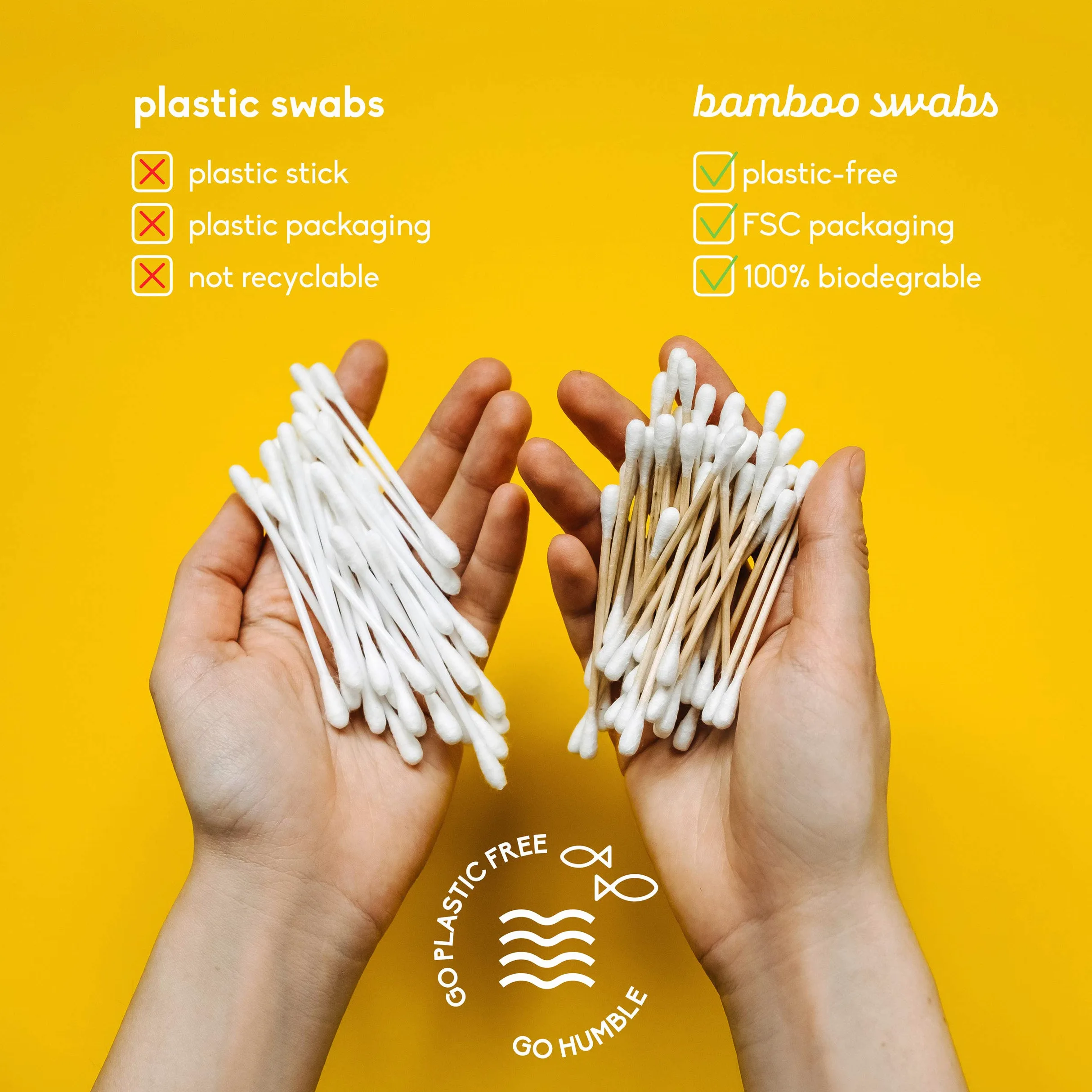 Bastoncini in cotone naturale di bambù (6 pezzi), biodegradabili, biologici, legno, ecologici e sostenibili boccioli per orecchie, trucco, cura e pulizia degli animali domestici.