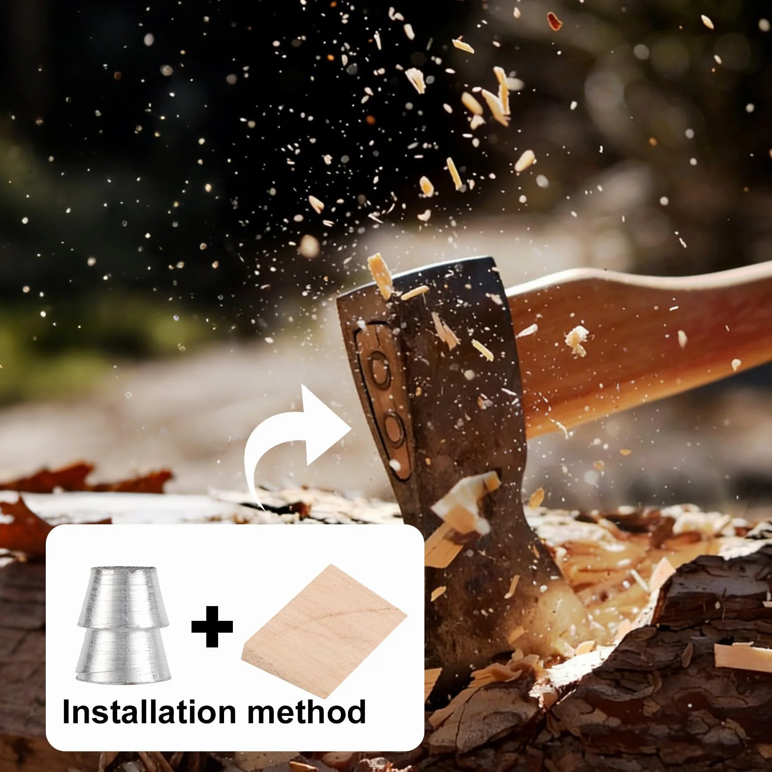 Cunei Riparazione Manico Martello 5 Legno 15 Acciaio per Ascia Carpentiere