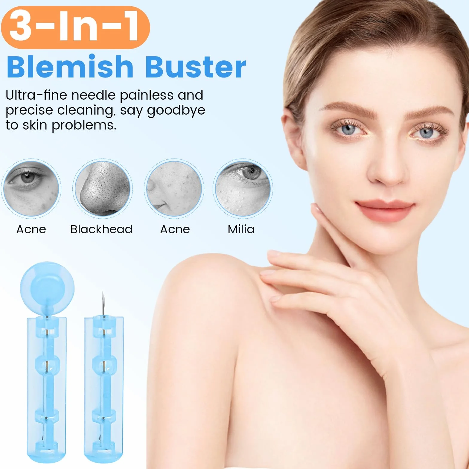 Confezione da 100 aghi monouso per acne brufoli, per difetti facciali, salone di bellezza a casa