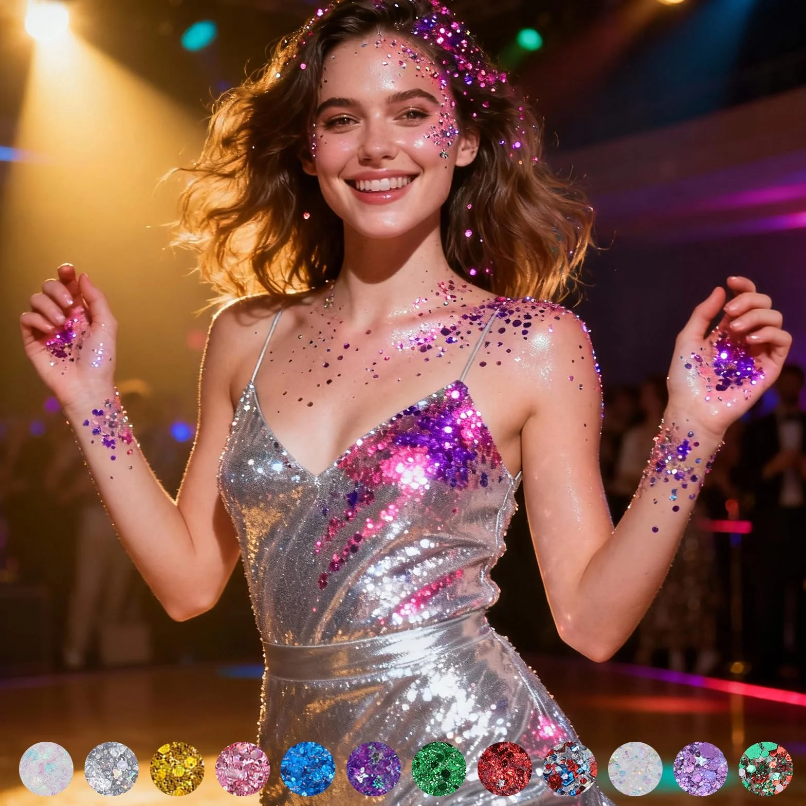 Carnival Body Glitter Stick, Face Glitter for Women and Girls, Festival Accessories Hair Tinsel Stick for Mardi Gras Party Makeup Concert Outfits, Stage Performance Cosplay Celebration Events