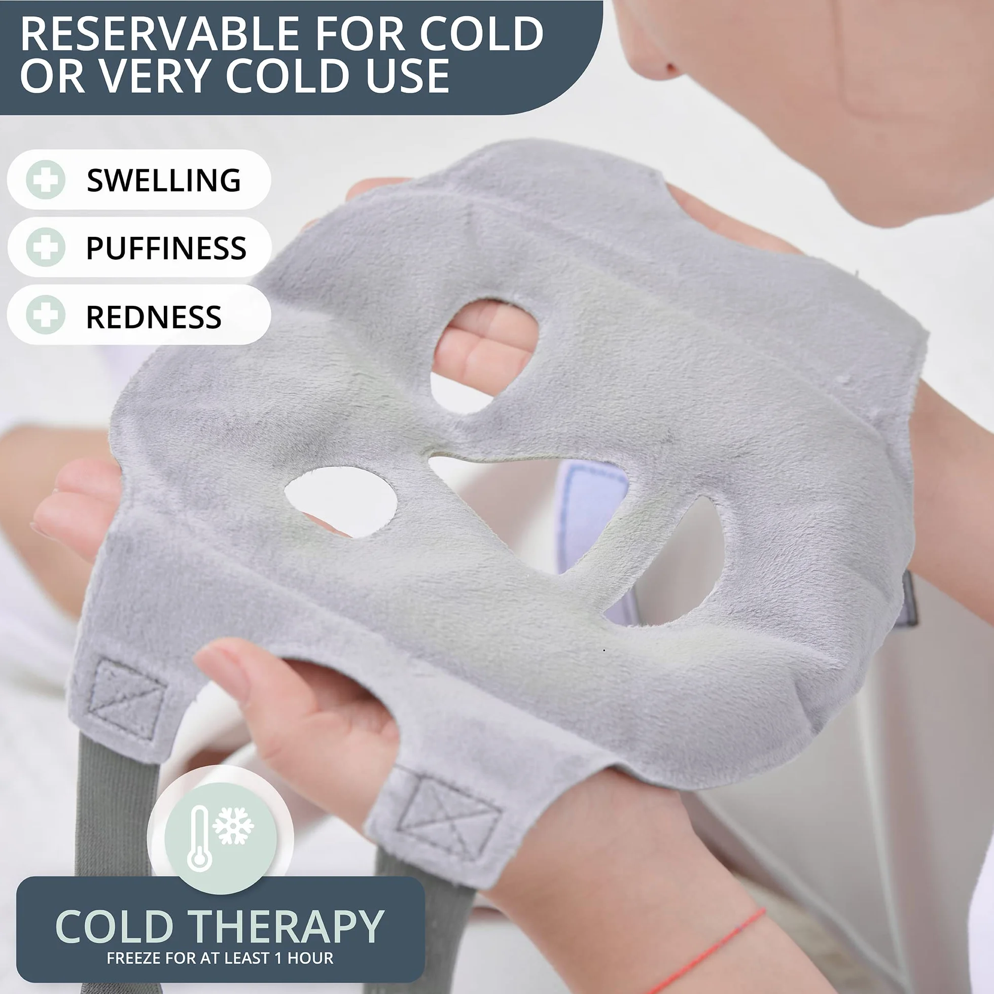 MyHalos Maschera Occhi e Viso Ghiacciata - Maschera Occhi Gel Freddo Contro il Gonfiore - Maschera Caldo Freddo Per Alleviare Lo Stress, Emicrania e Dolore - Mascherina Occhi e Viso Terapeutica