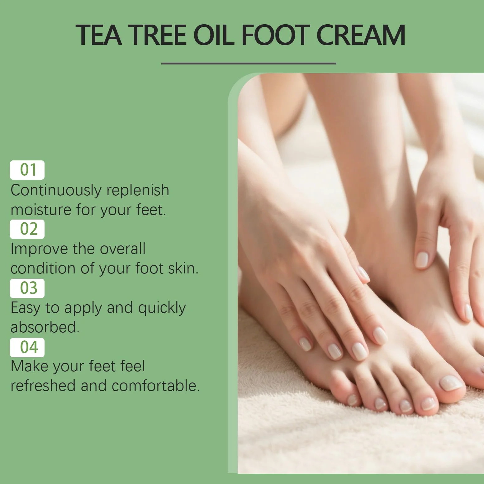Crema per piedi con olio di albero del tè e vitamina E, per talloni e piedi secchi e screpolati, balsamo idratante intensivo per riparare, curare e rigenerare piedi ruvidi e secchi (6 pezzi)