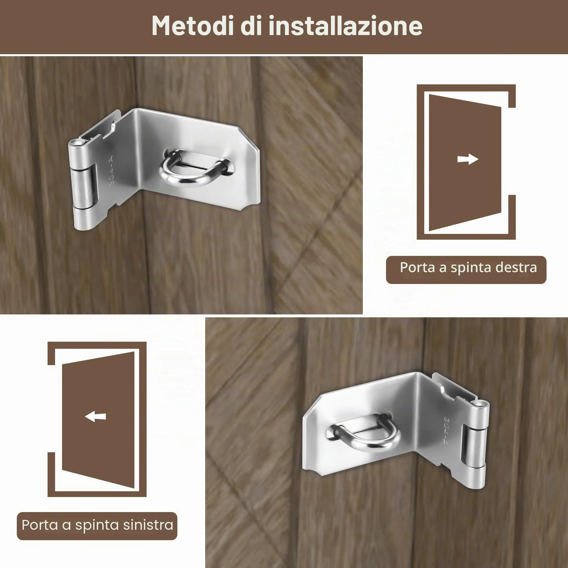Lucchetto con Chiusura a Viti, Serratura Porta con Chiave, Hasp 90° Acciaio Inox per Giardino