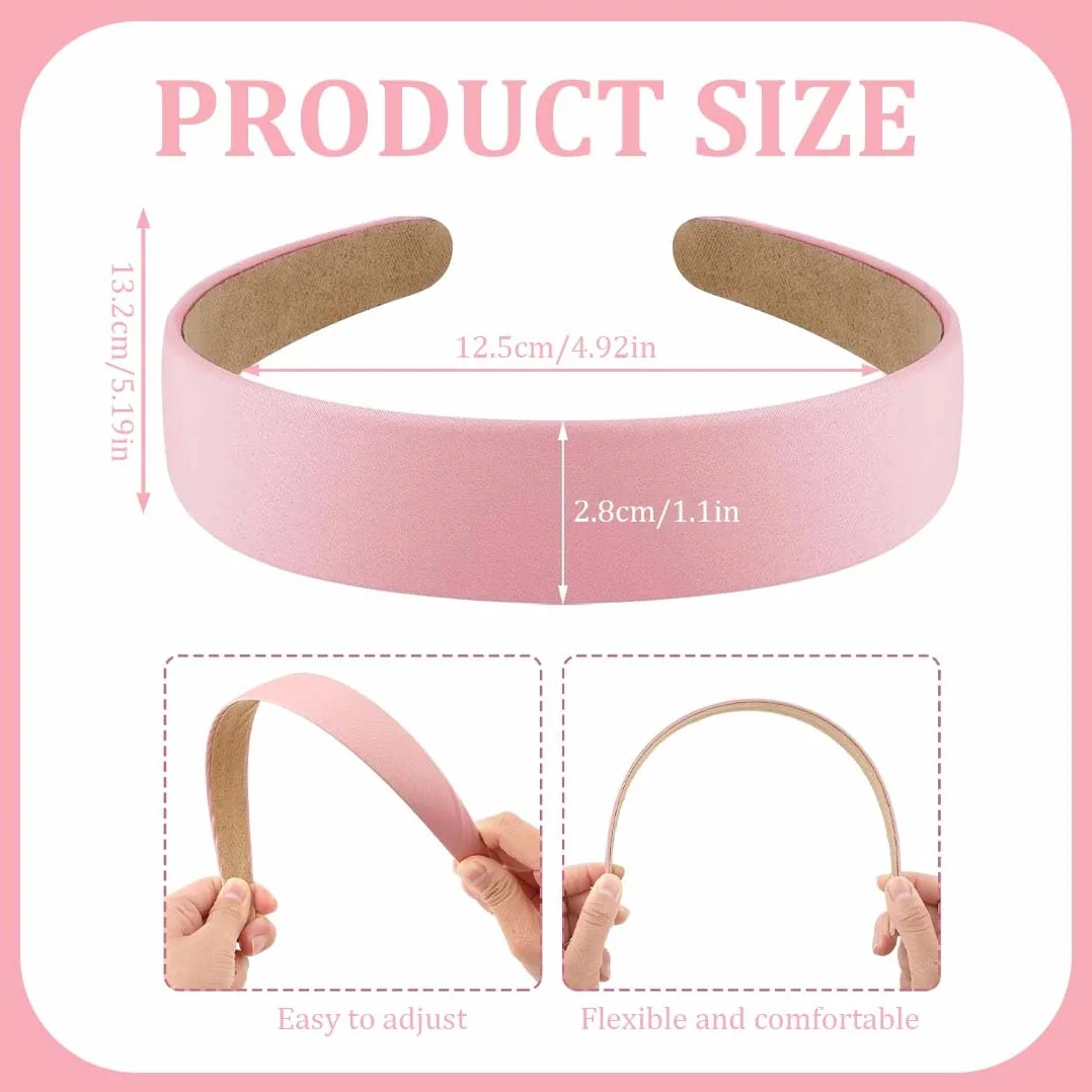 GXGM 6 Pezzi Cerchietto Capelli Donna, Cerchietti Colori In Raso Ragazze Antiscivolo,Nastro Duro Cerchietto Largo Signore, Fasce per Capelli Pianura, Fascia per Capelli Dura Antiscivolo, Semplice