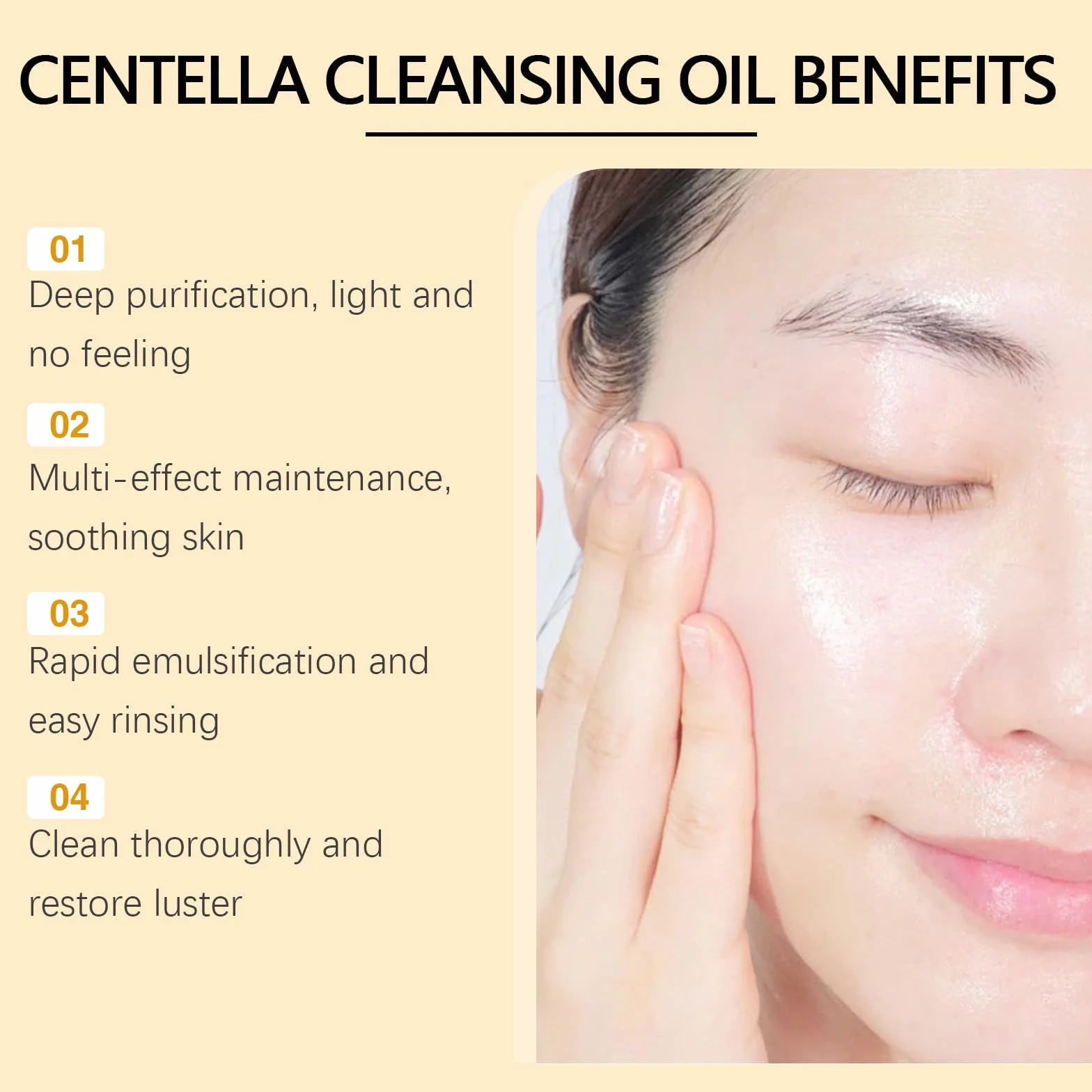 Olio per pulizia, Olio per pulizia anti-pori, Olio per pulizia trucco Centella Asiatica, Pulisce, Cura, Previene la secchezza - Con delicati agenti sovragrassanti Cleansing Oil