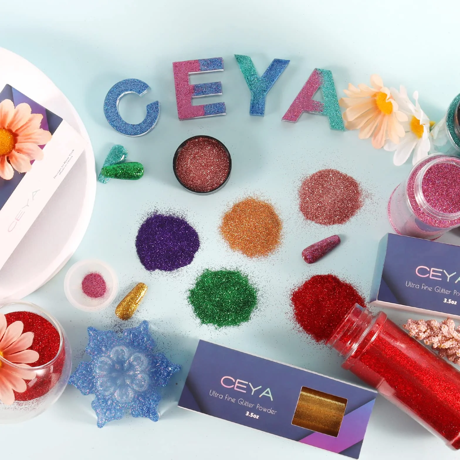 Ceya 100g Ultra Fine Glitter Polvere Colorata Iride Bianco per Slime, Resina Epoxy, Tumbler, Nail Art, Trucco, Scrapbook, Carte di Nozze, Gioielli, Pittura, Arti